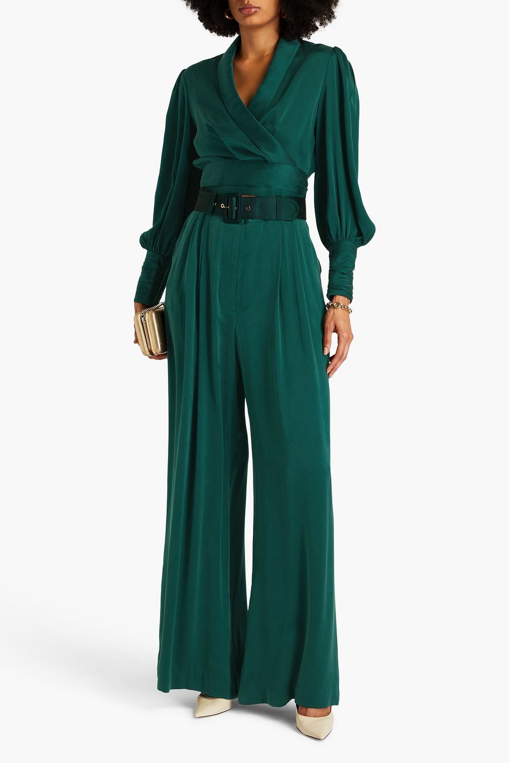 ZIMMERMANN Belted washed-silk wide-leg pants