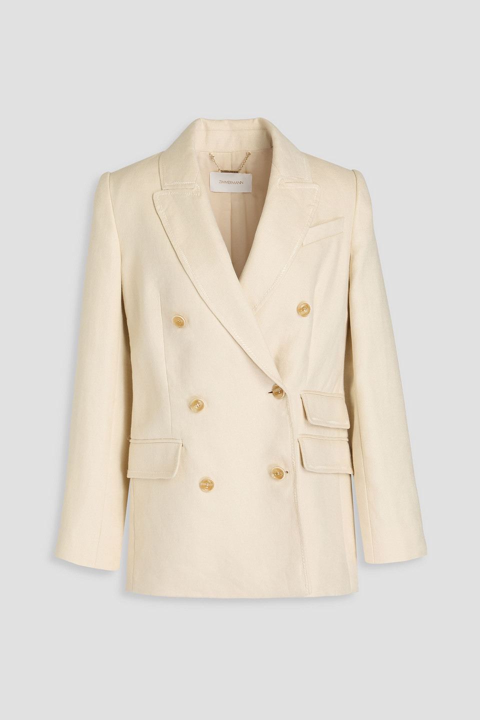 Zimmermann - Double-breasted linen blazer - White - 3