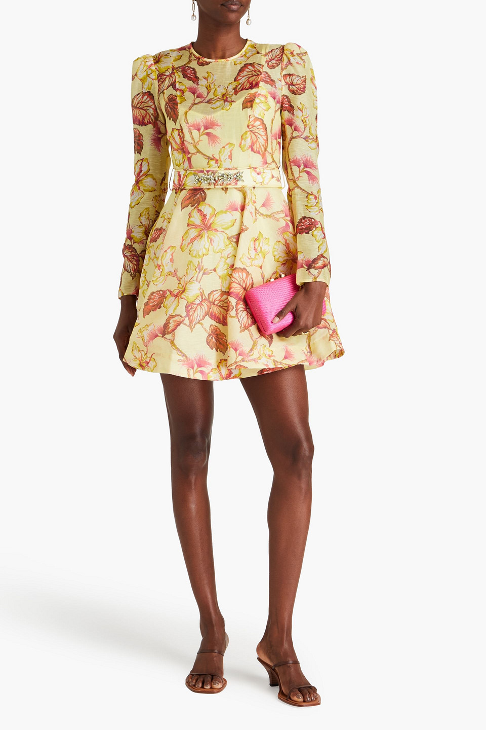 Zimmermann Hibiscus Floral-print Minidress In Multicolor