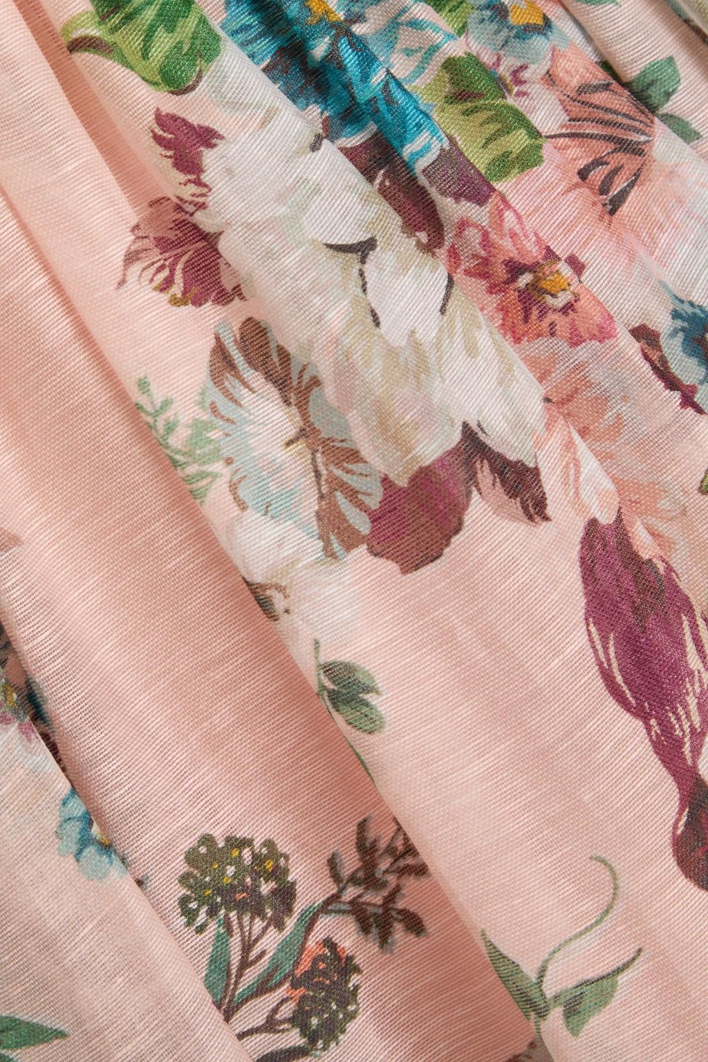 ZIMMERMANN Midikleid aus Gaze aus einer Leinen-Seidenmischung mit floralem Print
