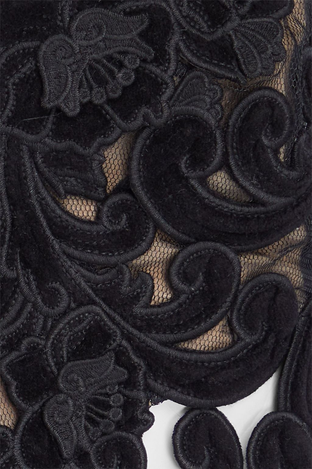 ZIMMERMANN Cropped appliquéd velvet, lace and mesh top