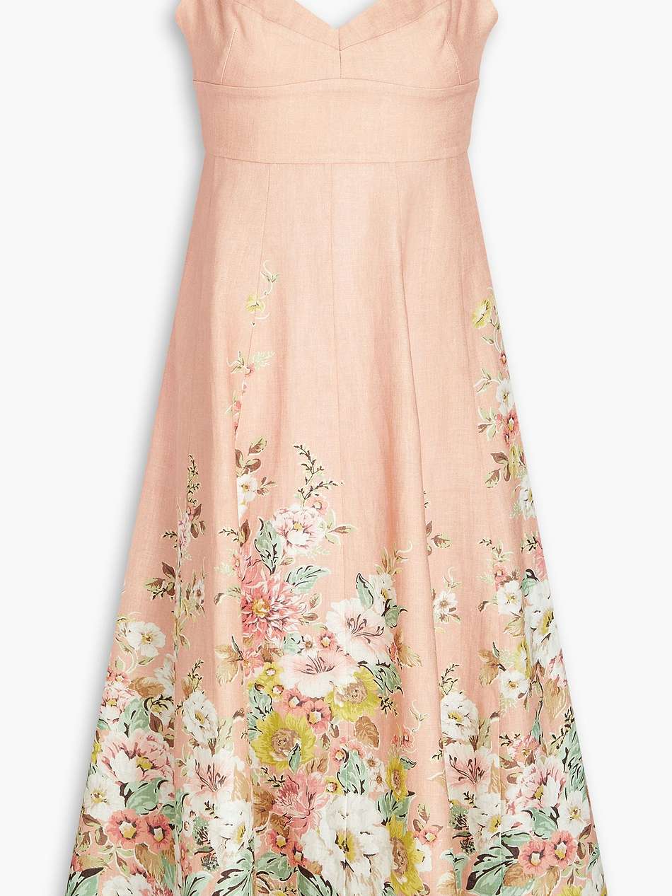 floral-print linen midi dress