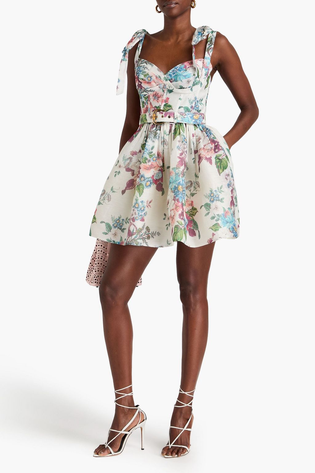ZIMMERMANN Floral-print linen and silk-blend gauze mini dress