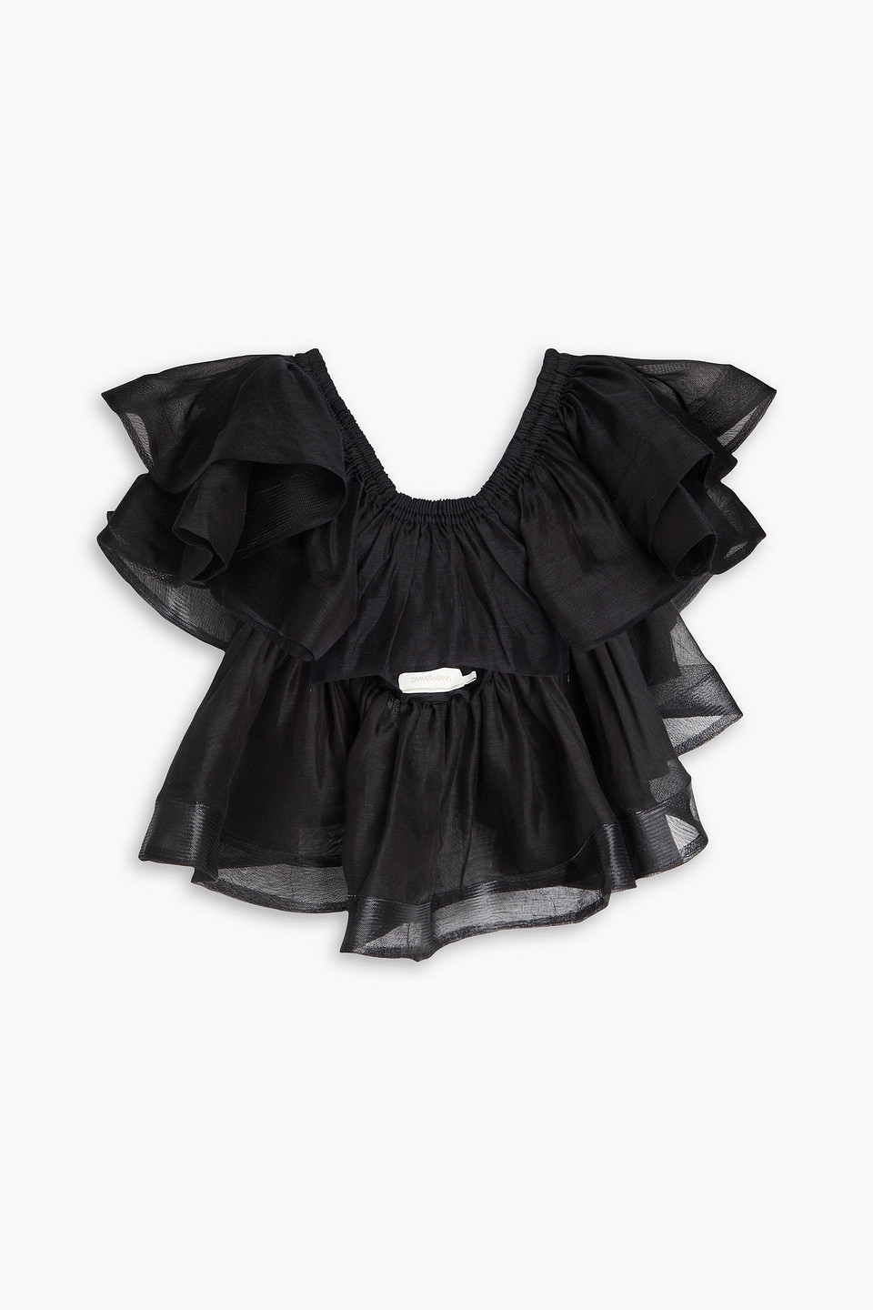 Zimmermann Ruffled Scoop-neck Crop Top In Black