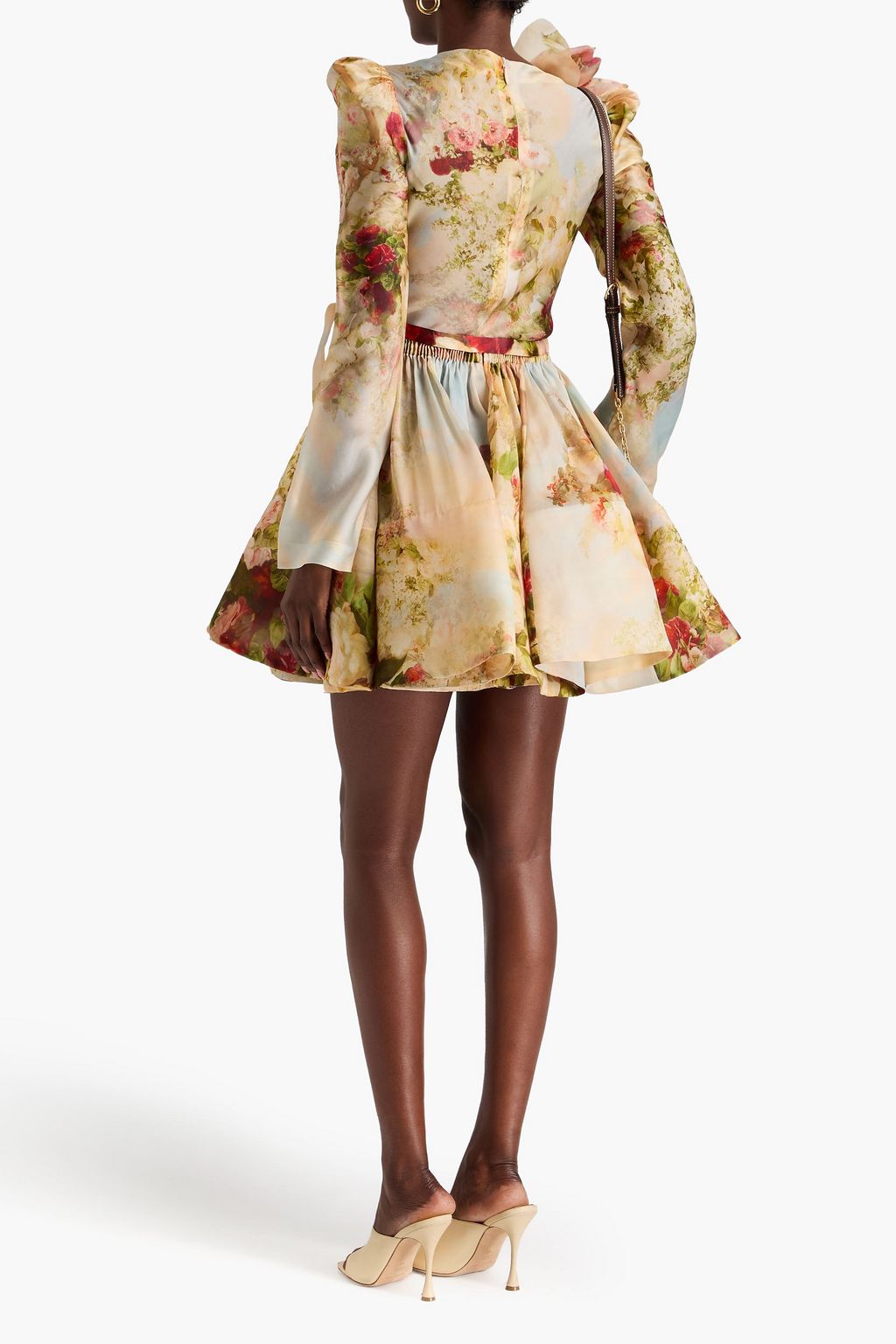 ZIMMERMANN Appliquéd floral-print silk-organza mini dress