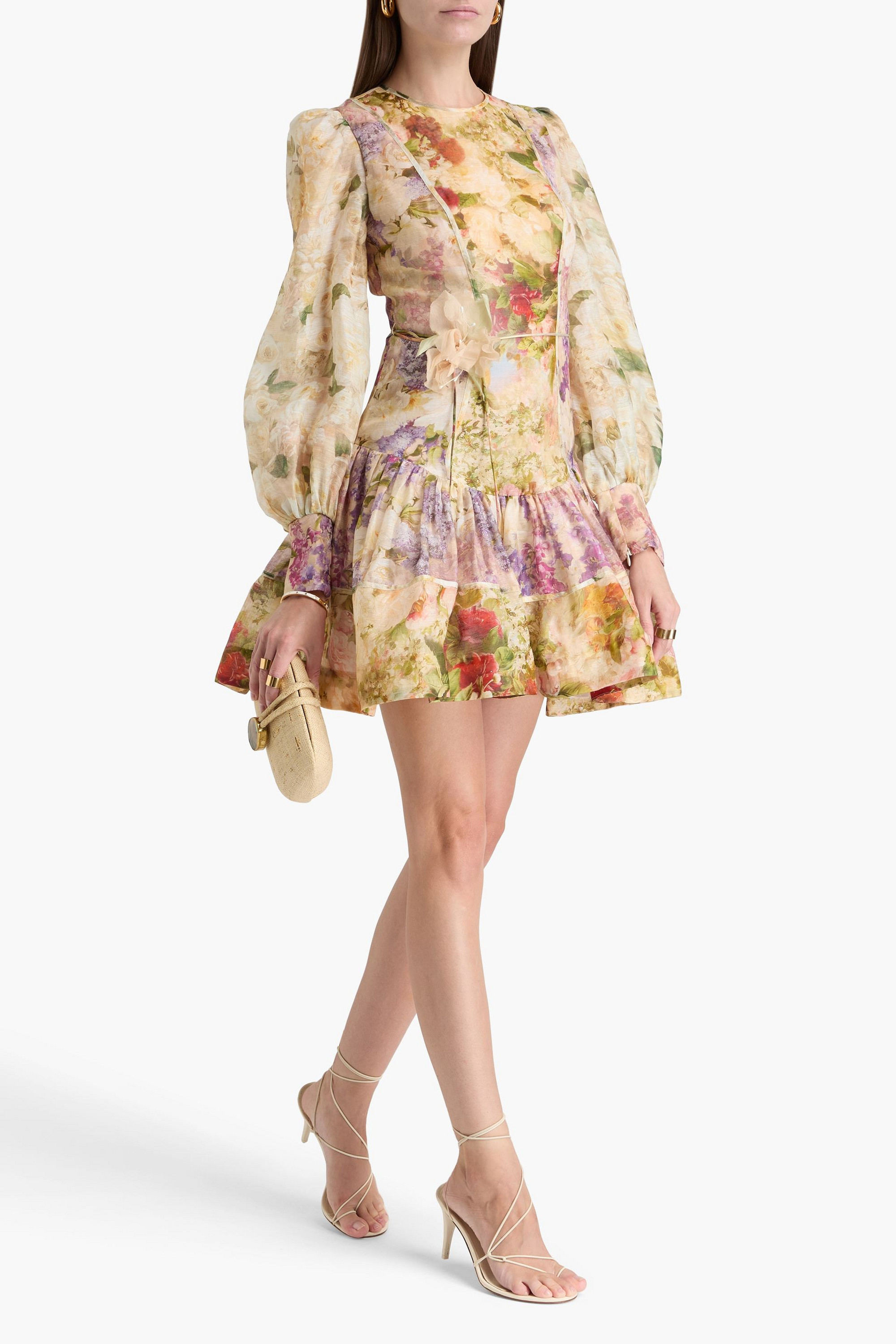 Zimmermann Floral-print linen and silk-blend gauze mini dress
