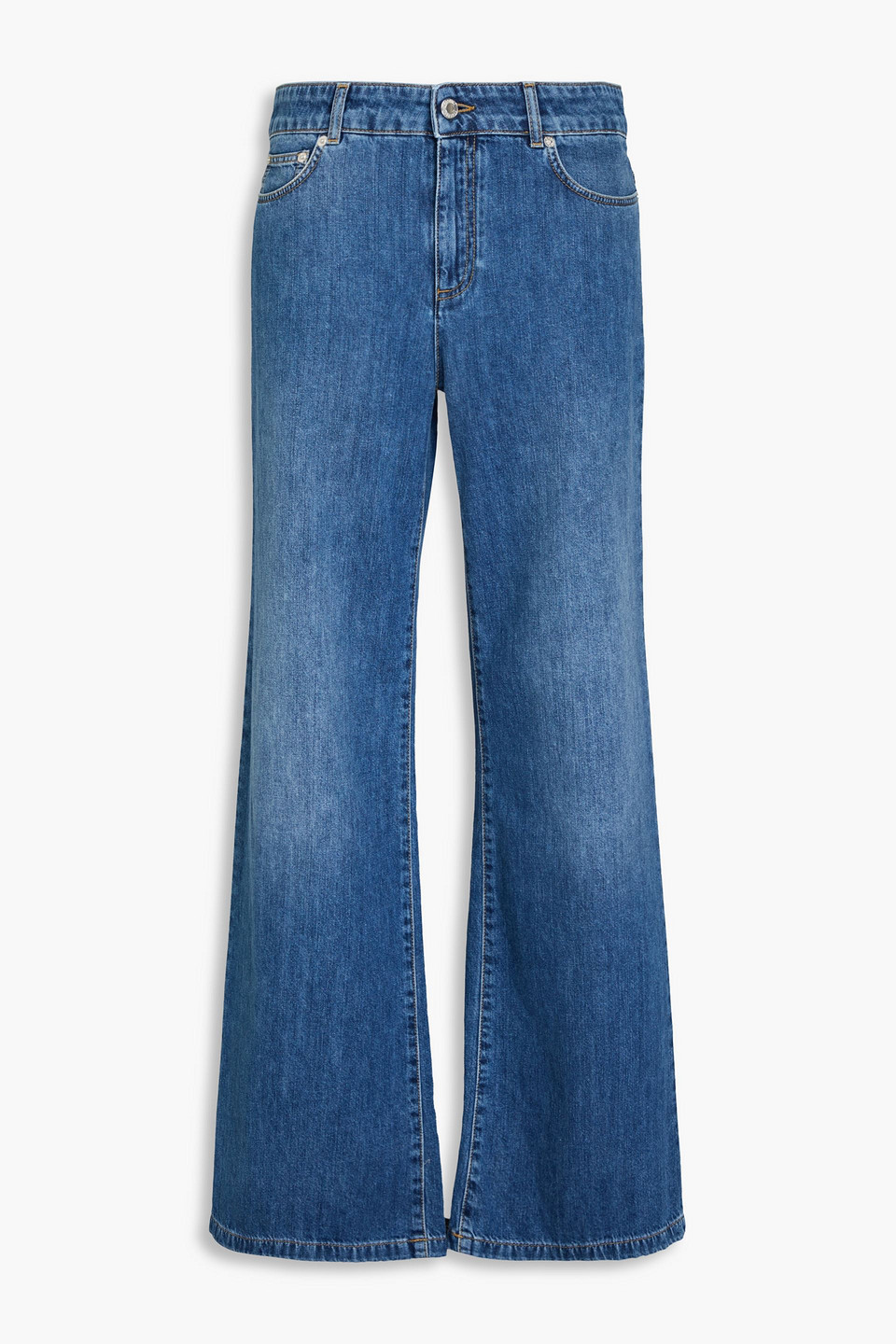 Moschino High-rise Wide-leg Jeans In Mid Denim