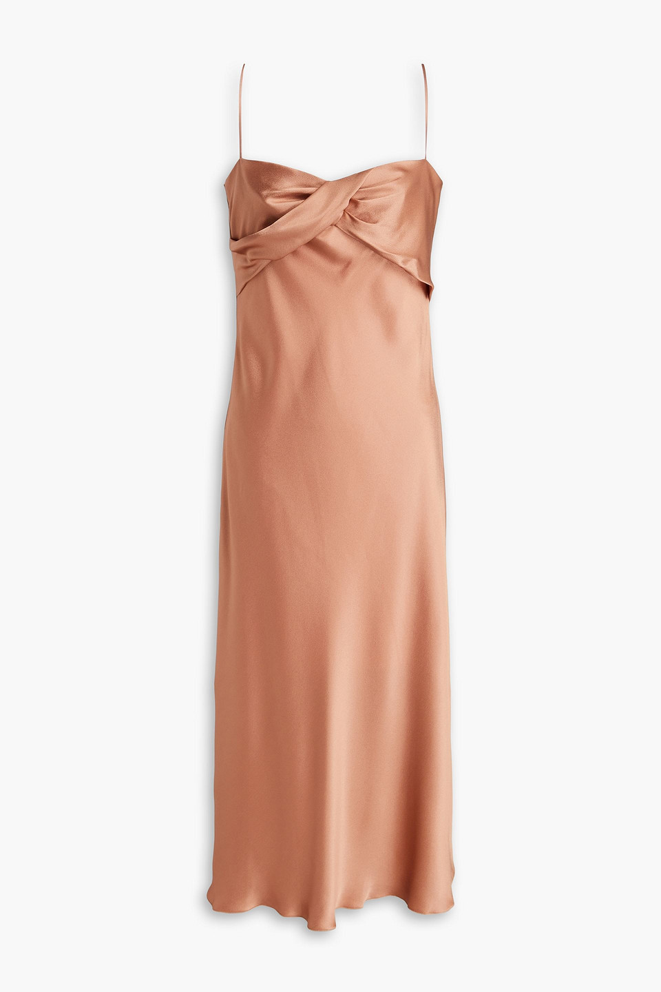 Alberta Ferretti Twisted Crepe-satin Midi Slip Dress In Blush