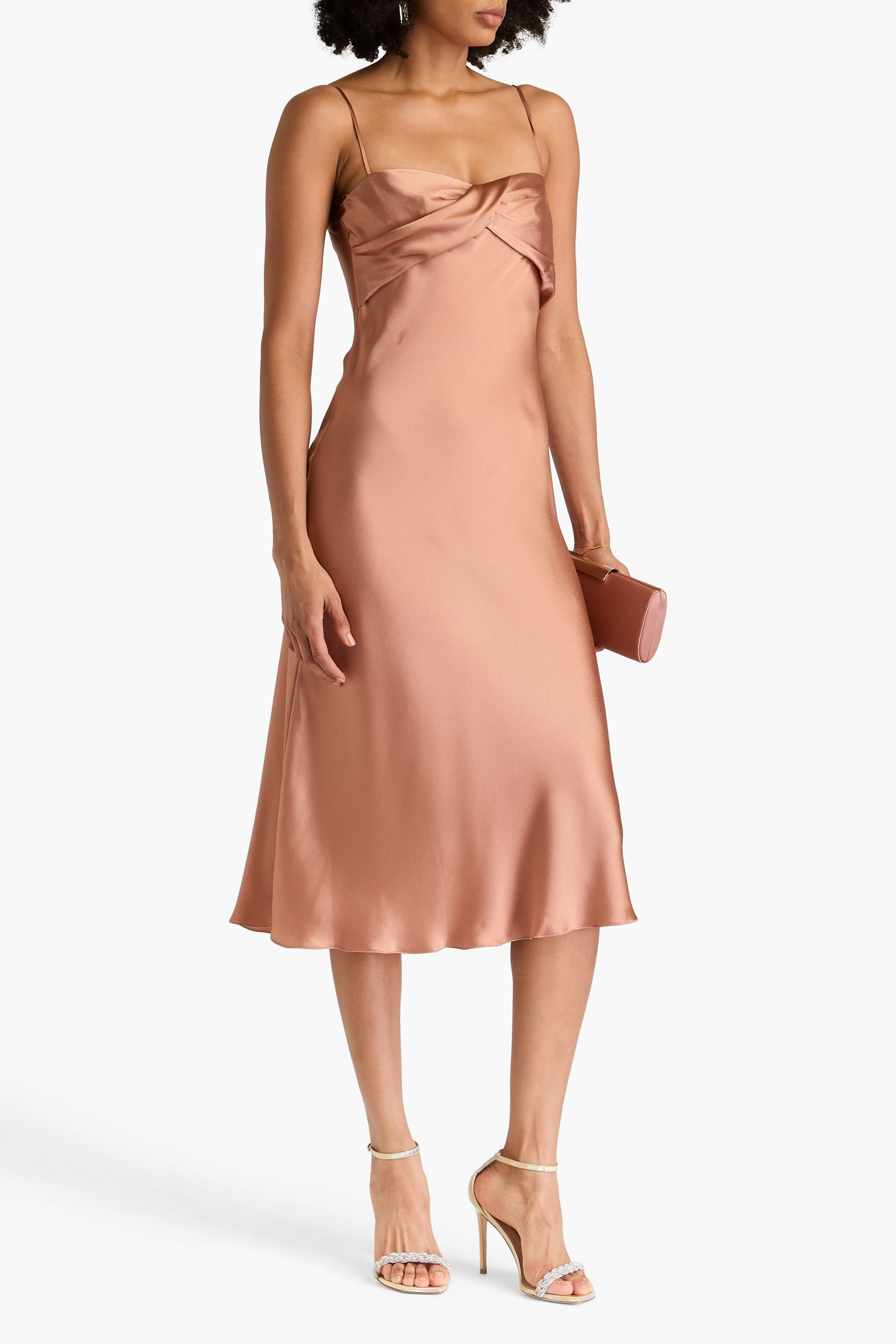 ALBERTA FERRETTI Twisted satin-crepe midi slip dress