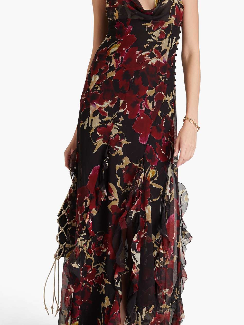 kamila ruffled printed silk-chiffon gown