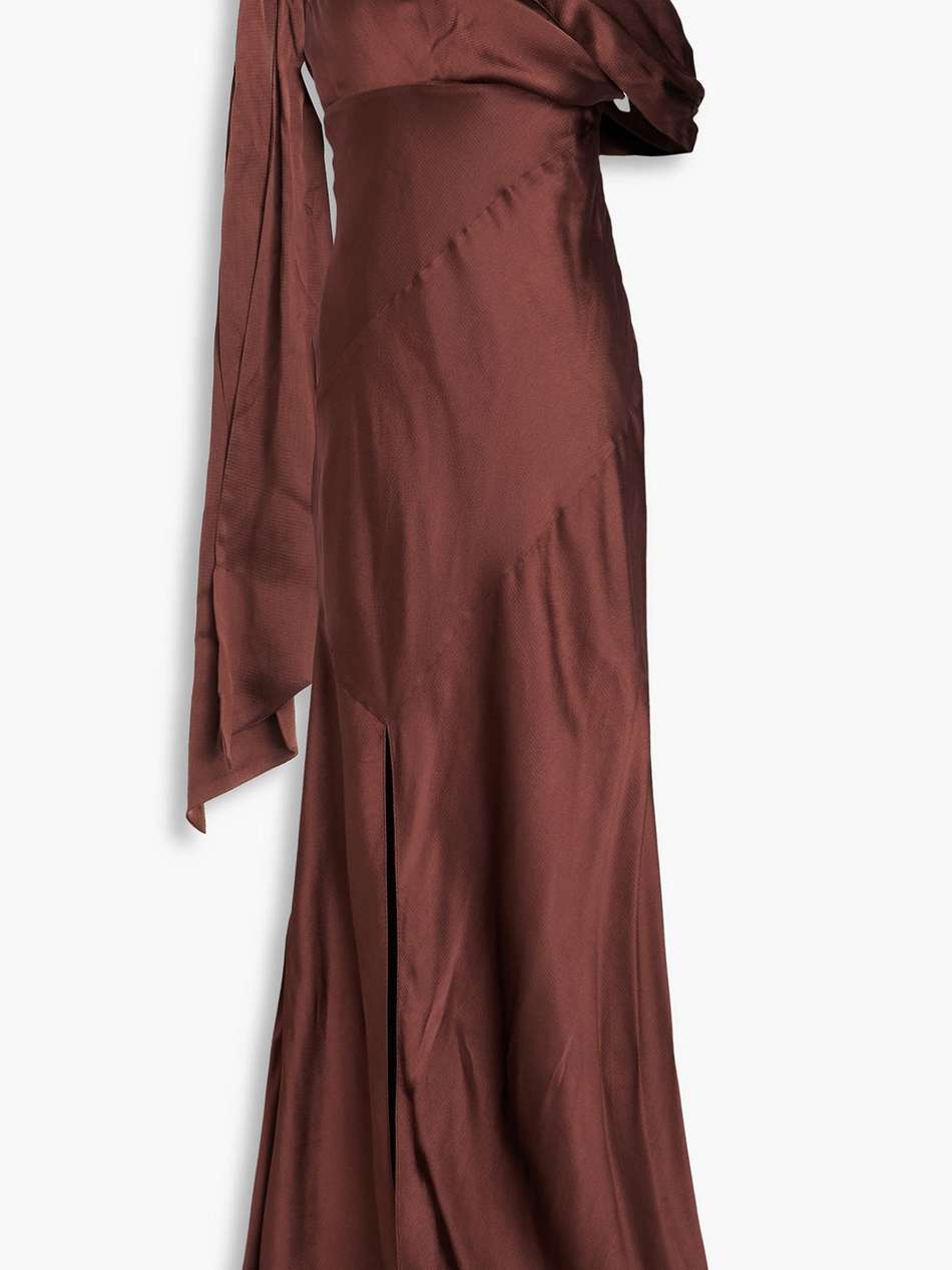 asymmetric draped silk-blend satin maxi dress