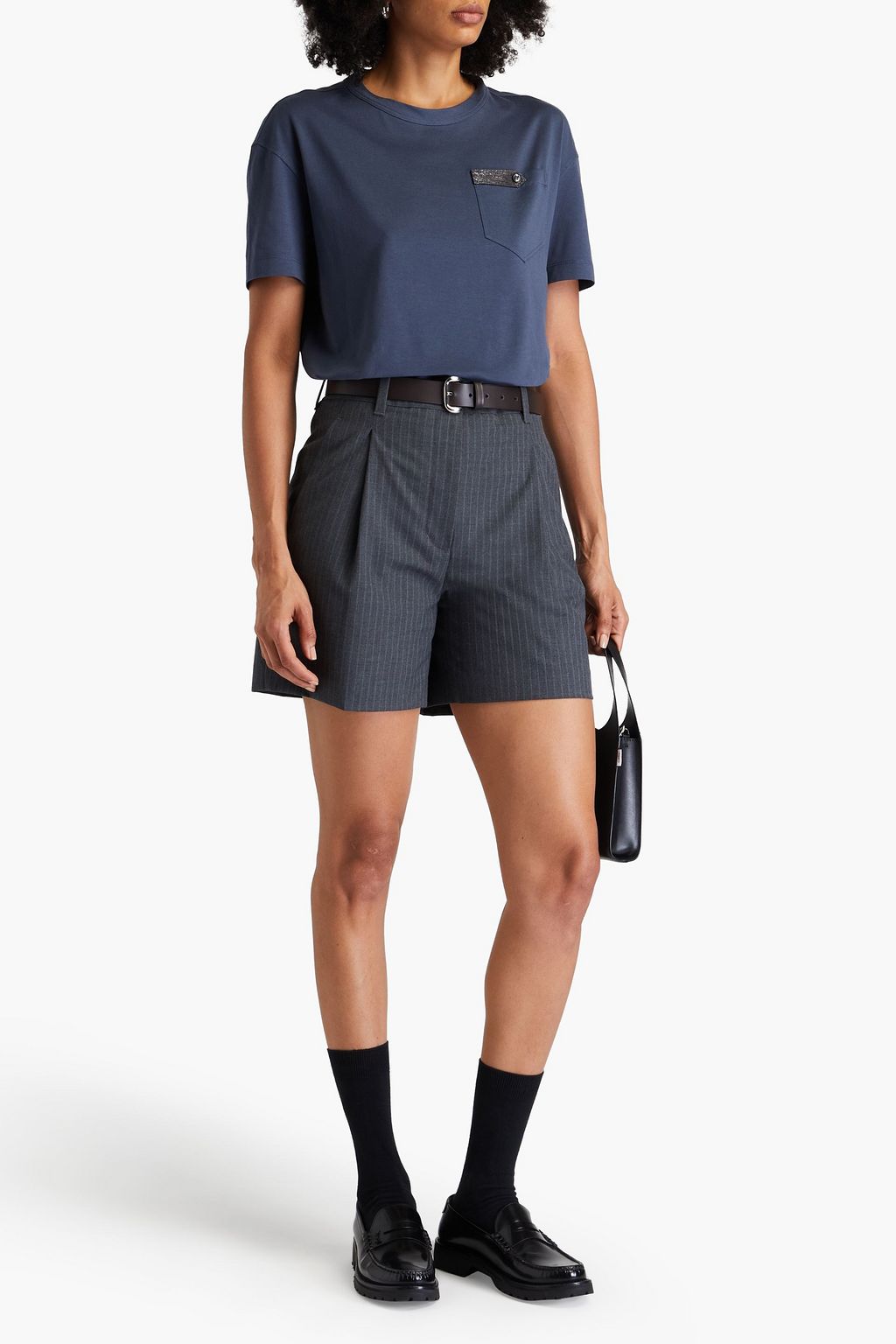 BRUNELLO CUCINELLI T-Shirt aus Baumwoll-Jersey mit Zierperlen