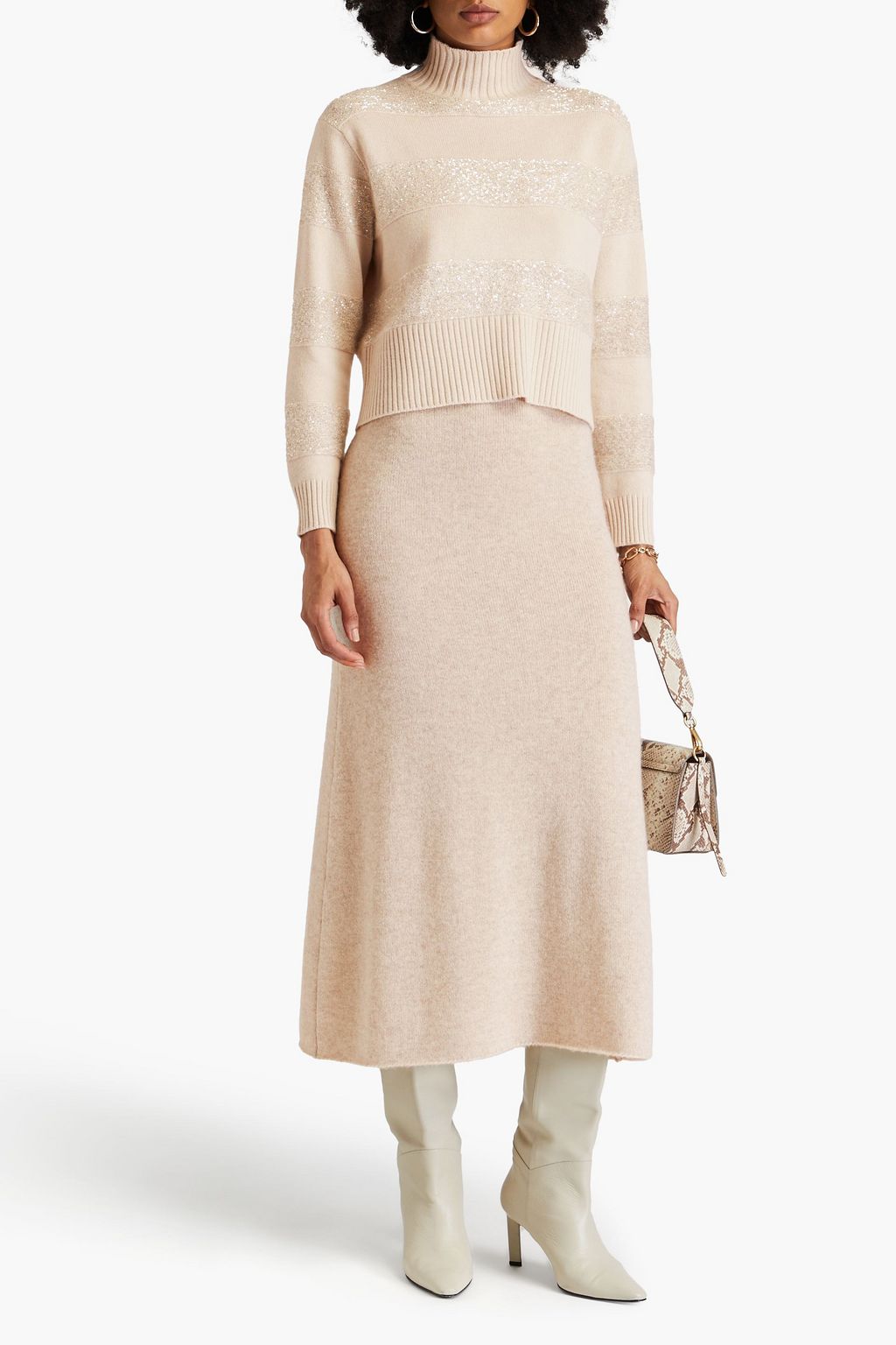 BRUNELLO CUCINELLI Sequin-embellished wool, cashmere and silk-blend turtleneck sweater