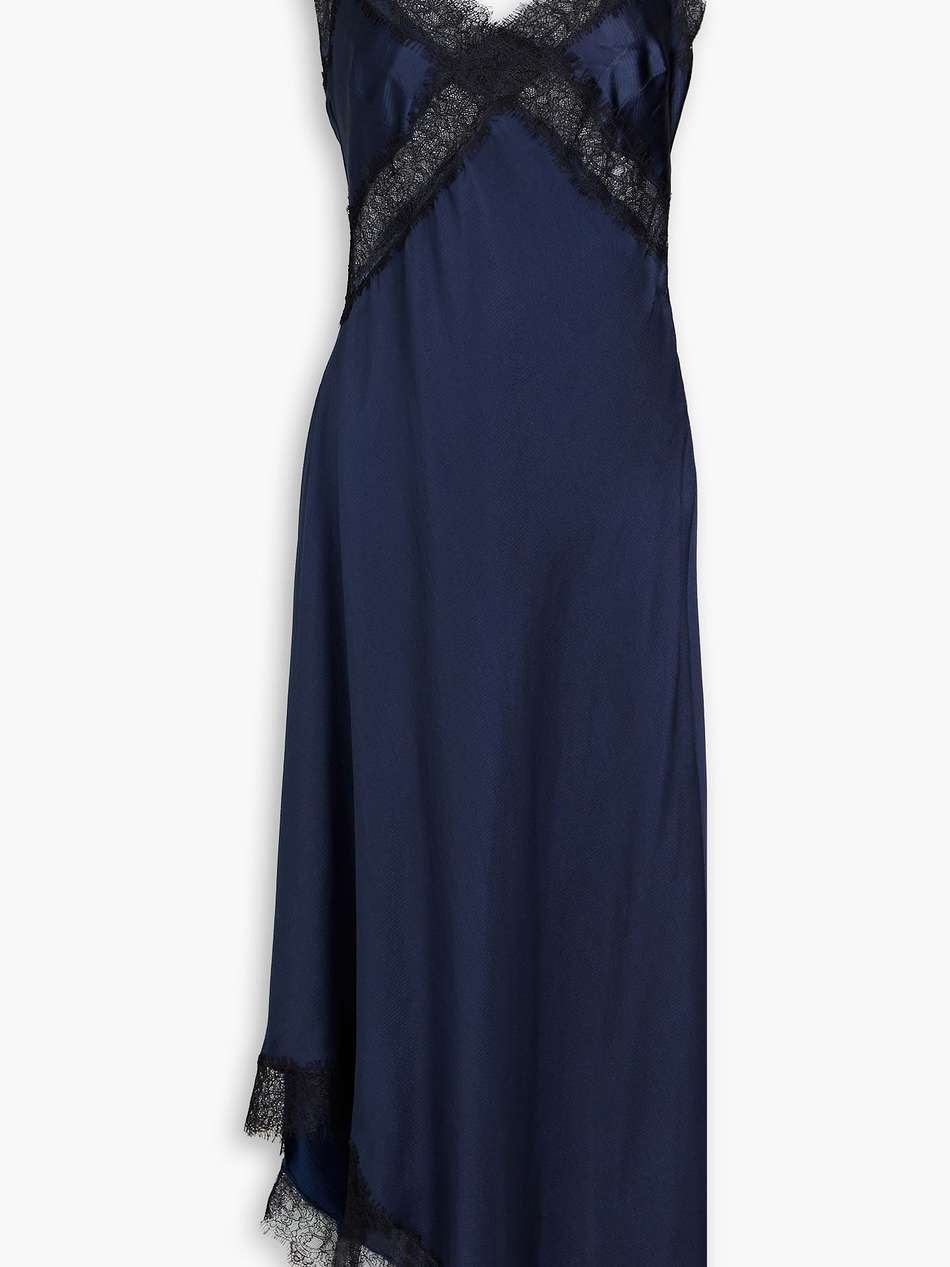 juliette lace-trimmed silk-blend satin midi dress