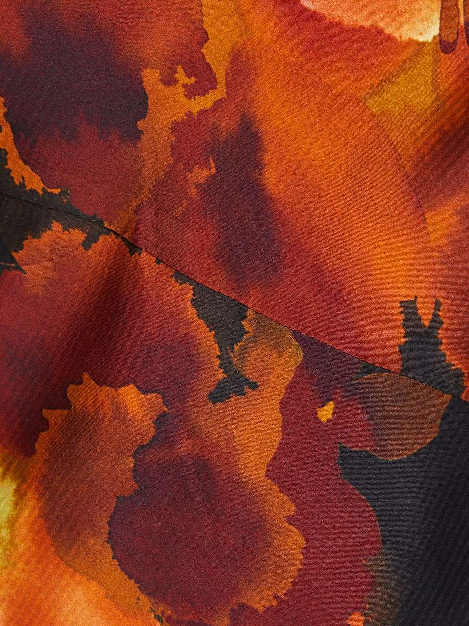 draped printed silk-blend satin gown