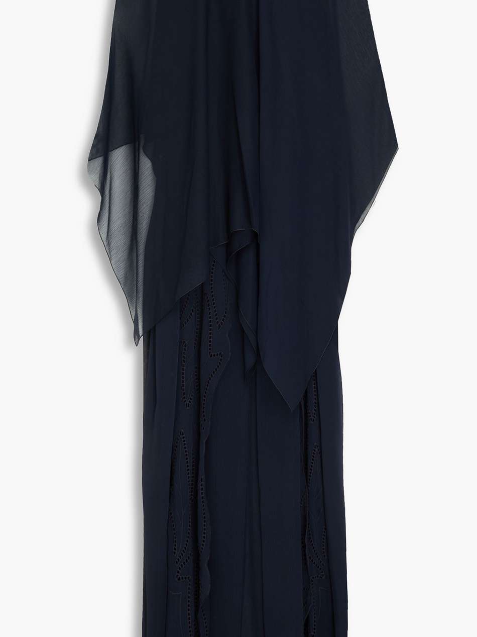 convertible cape-effect crepon gown
