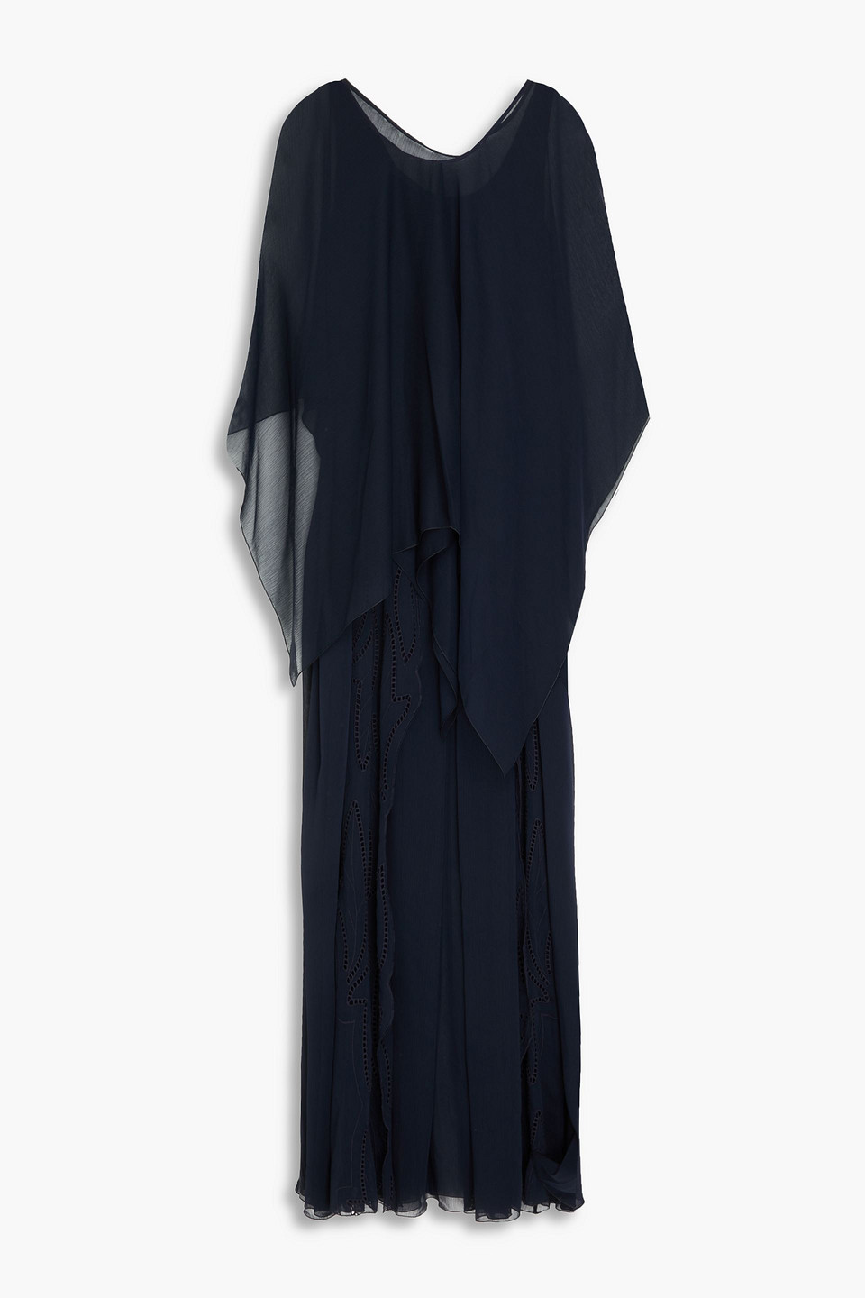 Alberta Ferretti Cape-effect Crepon Gown In Navy