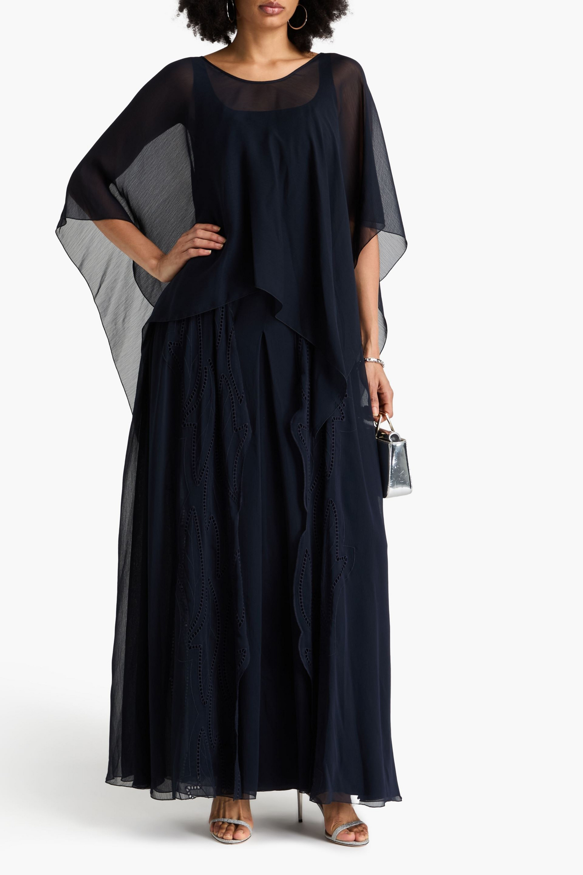 ALBERTA FERRETTI Convertible cape-effect crepon gown