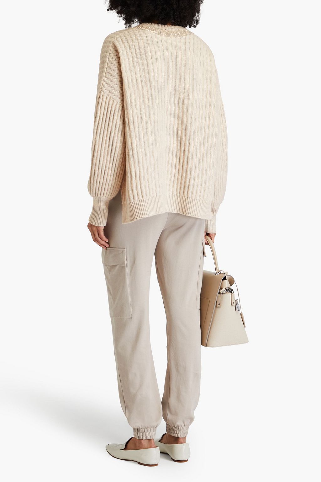 BRUNELLO CUCINELLI Sequin-embellished ribbed cashmere sweater