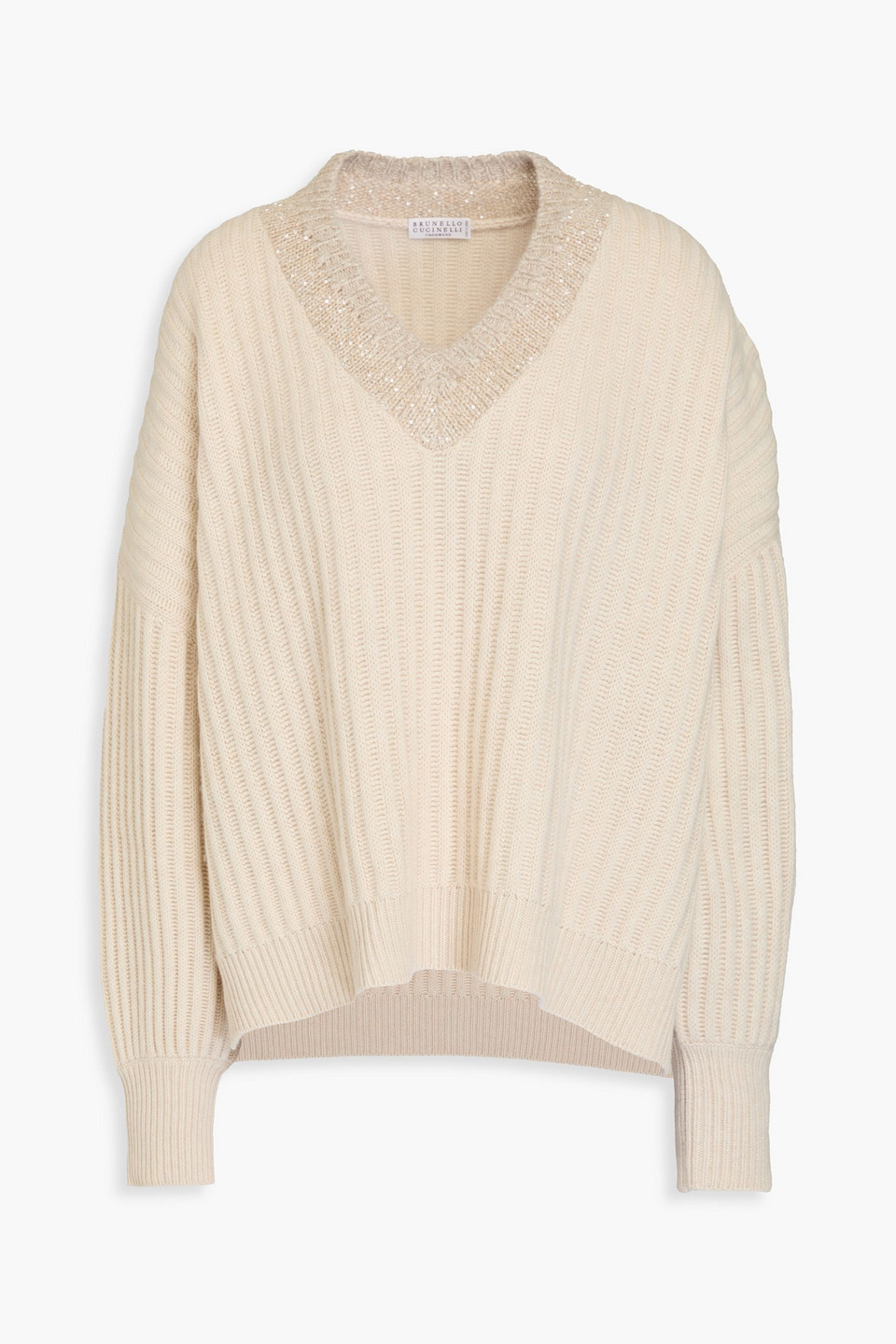 Brunello Cucinelli Ribbed Cashmere Sweater In Multi