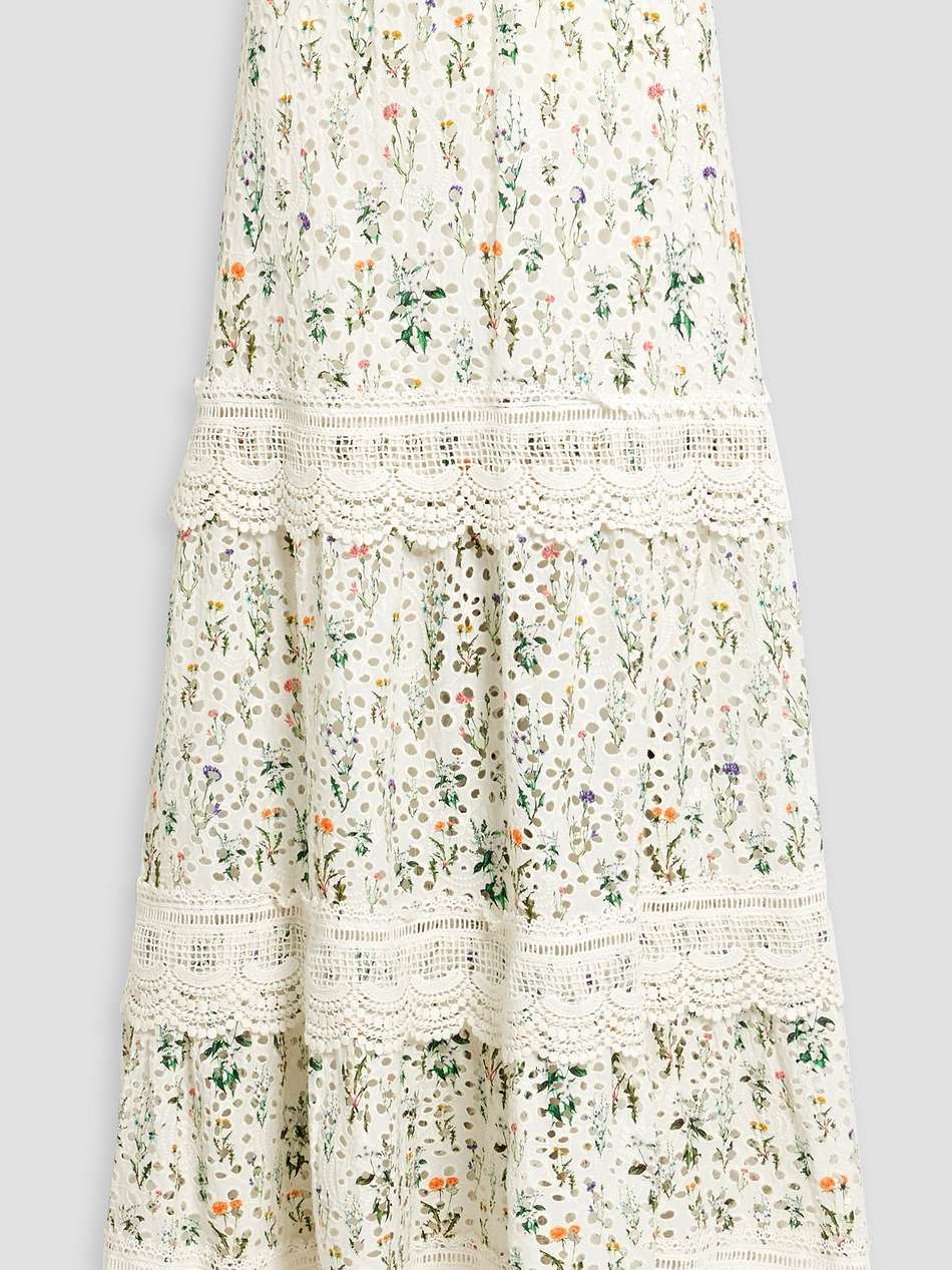 reise crochet-trimmed floral-print broderie anglaise cotton maxi skirt