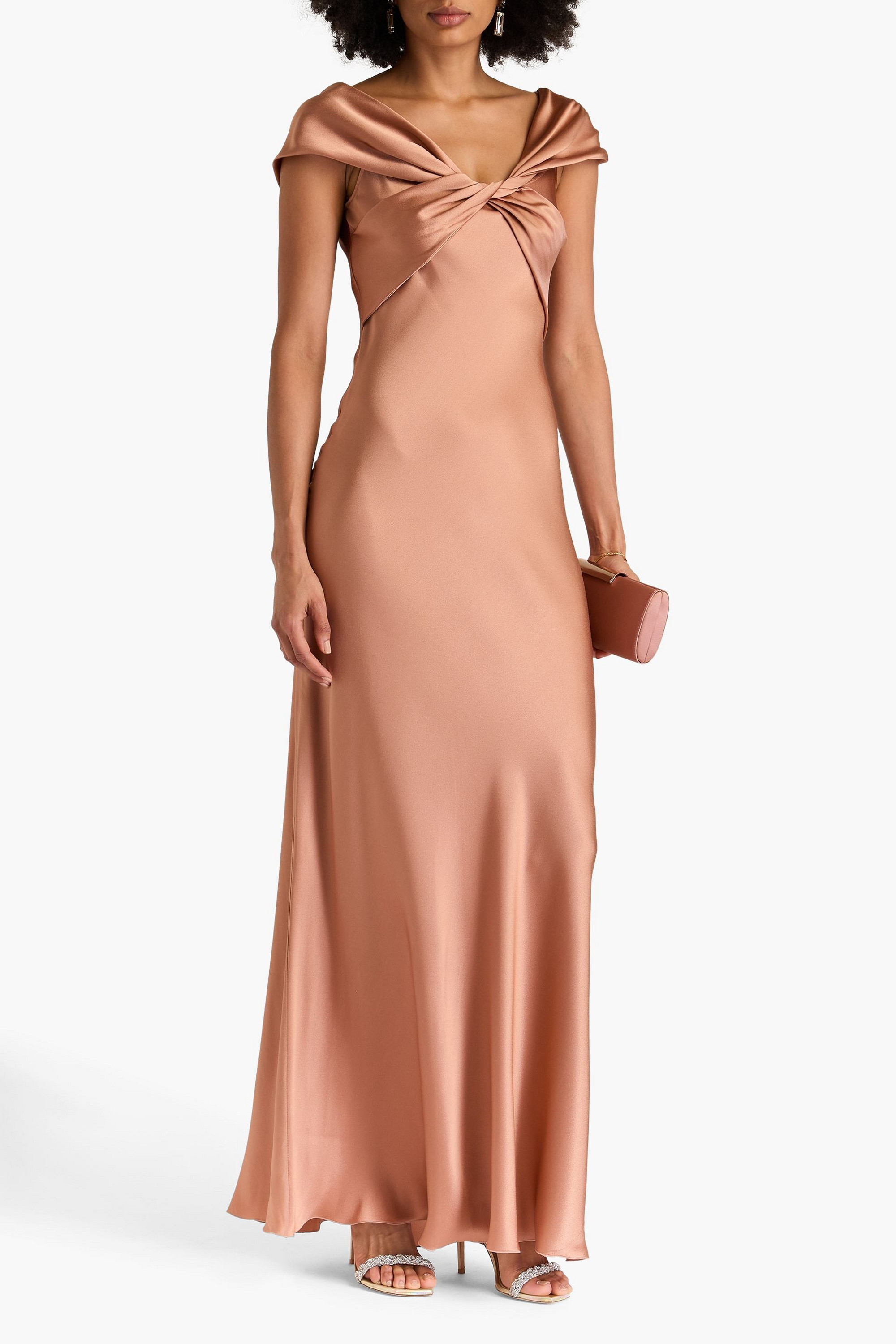 ALBERTA FERRETTI Twisted satin-crepe gown