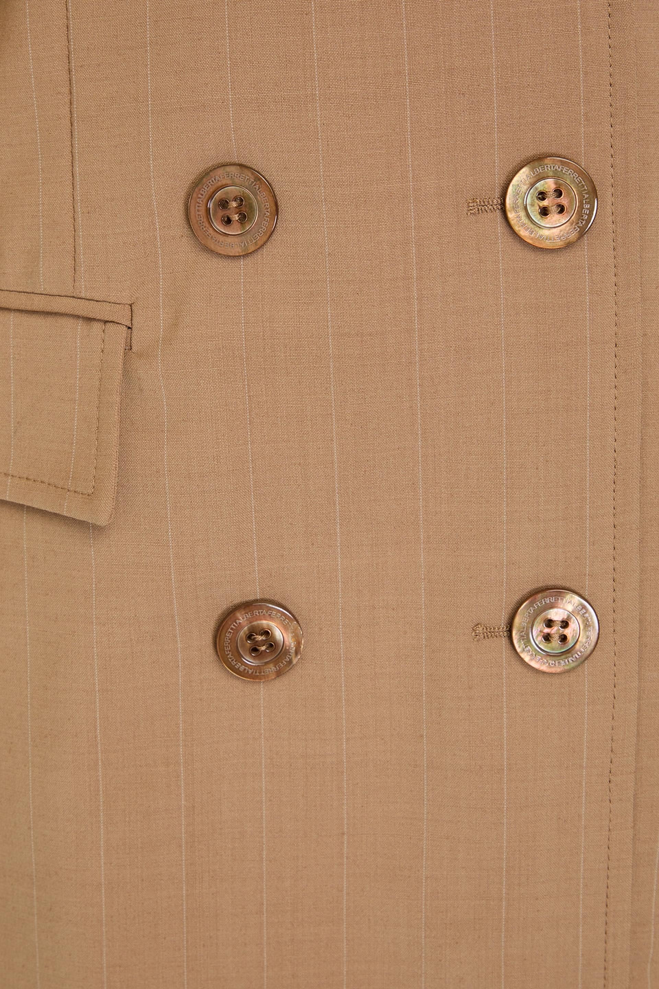 Alberta Ferretti Pinstriped Wool-blend Dress In Camel
