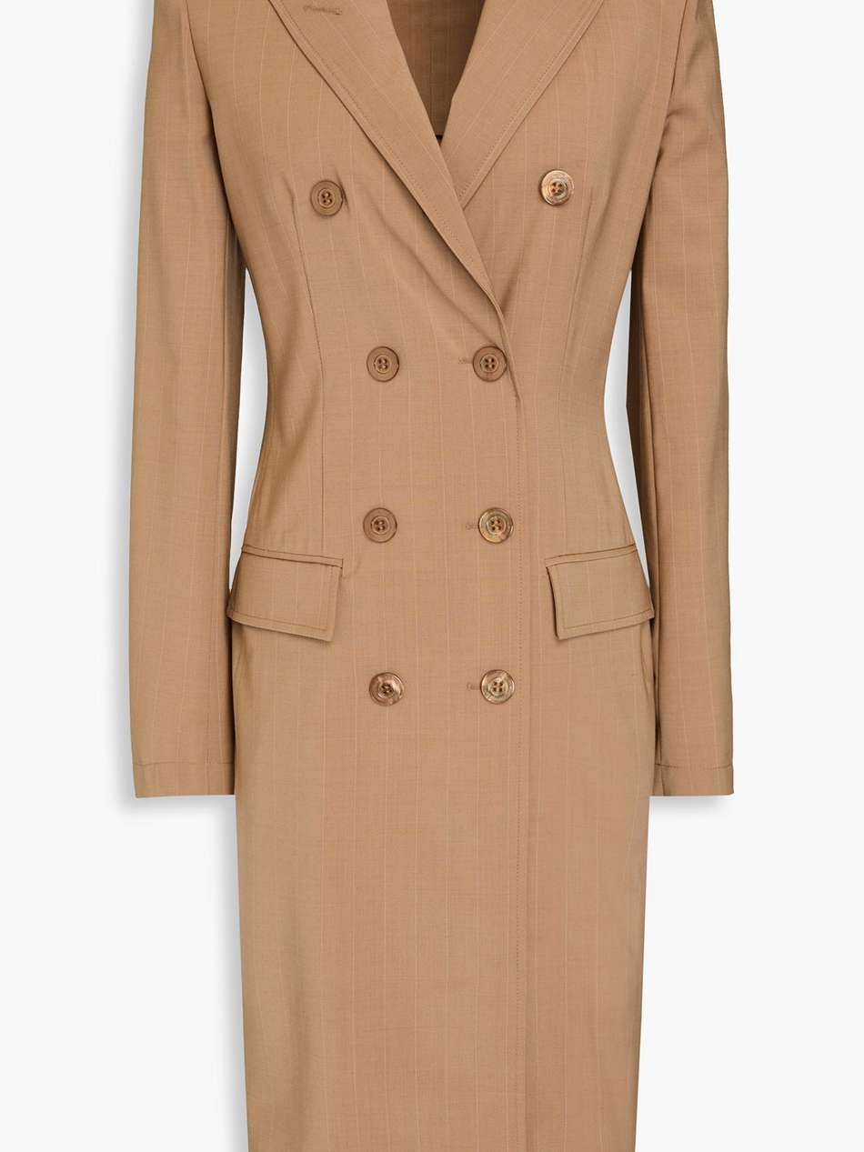 pinstriped wool-blend dress
