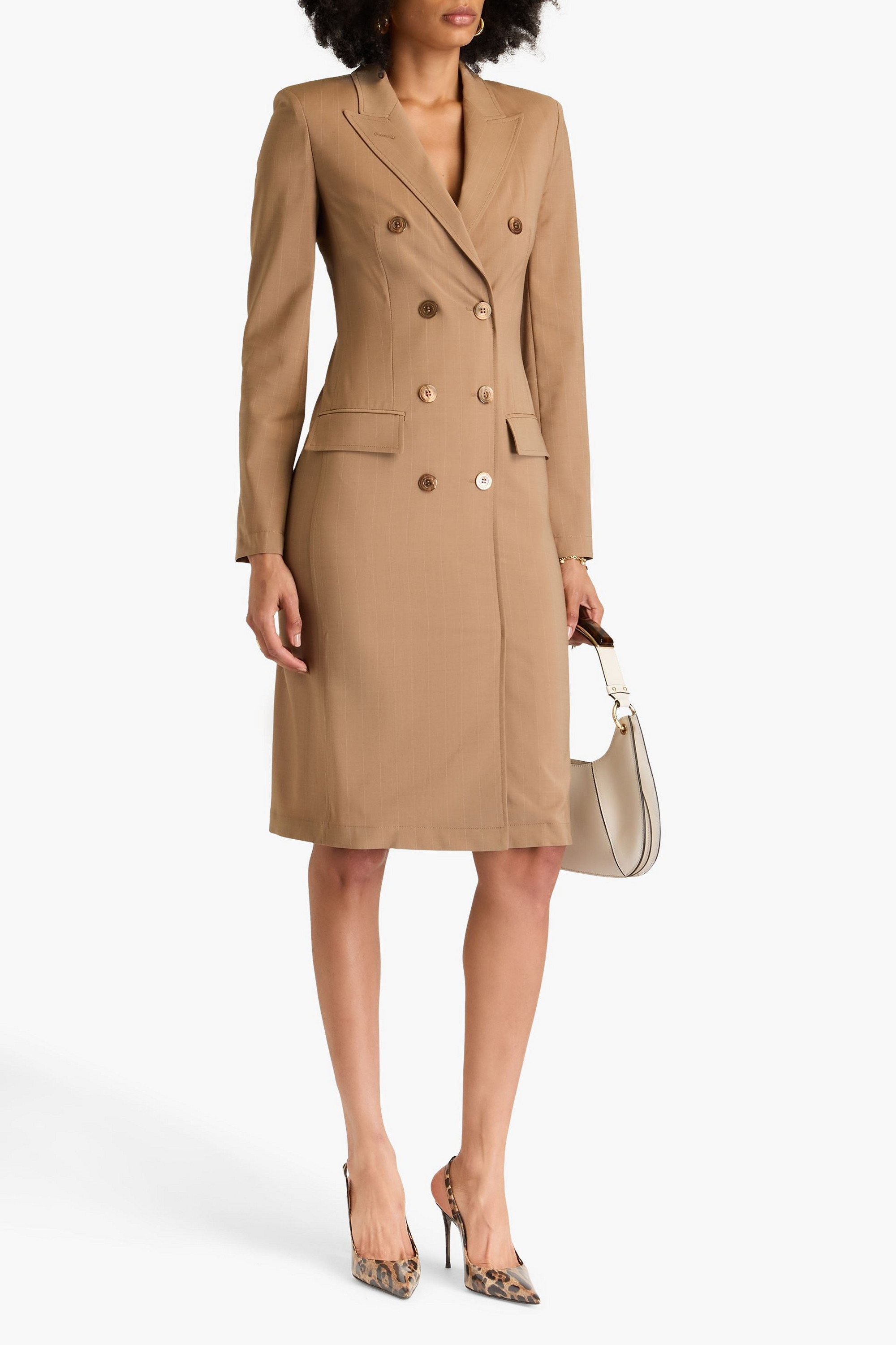 ALBERTA FERRETTI Pinstriped wool-blend dress