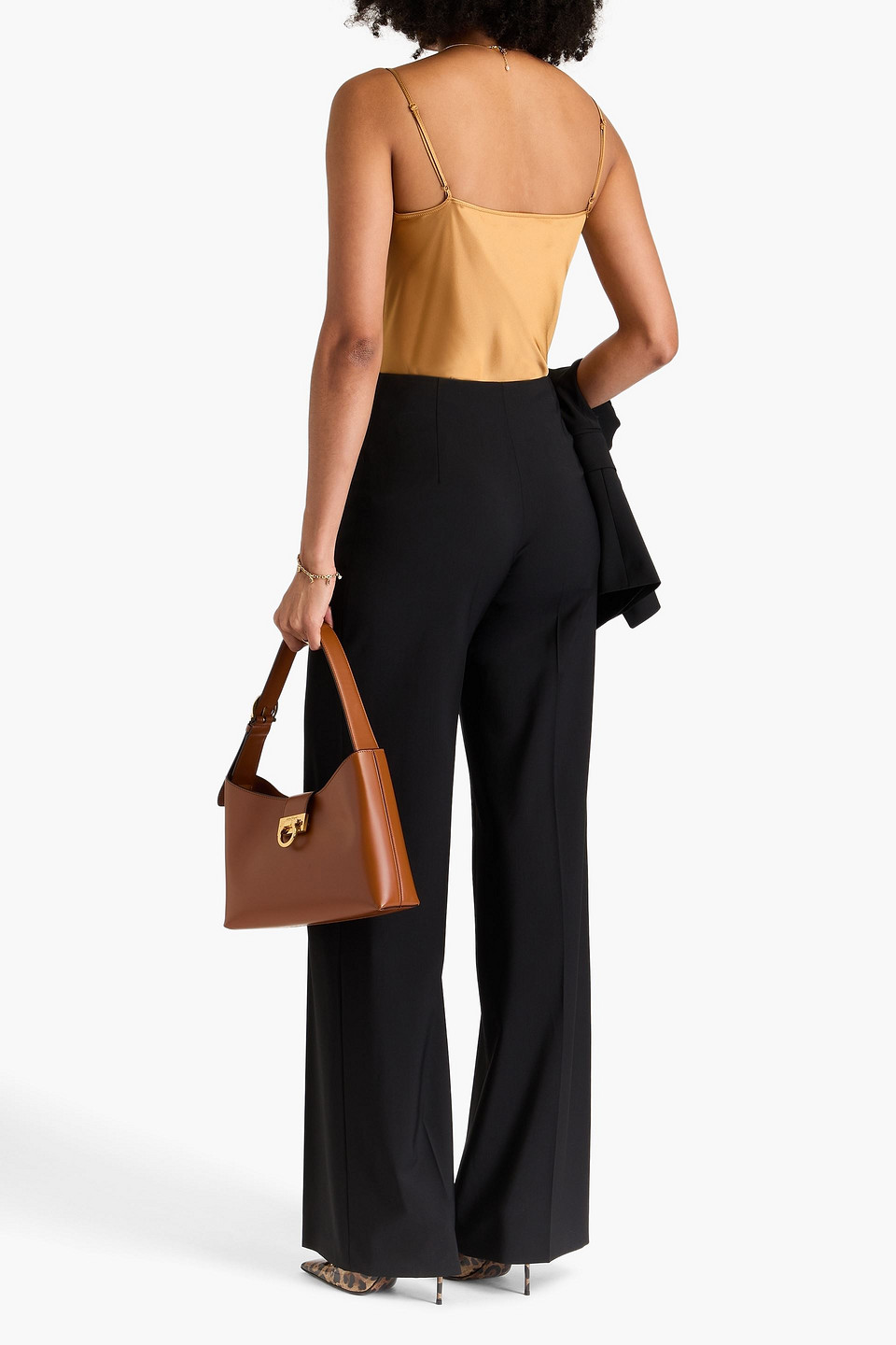 Alberta Ferretti Wool-blend Wide-leg Pants In Black