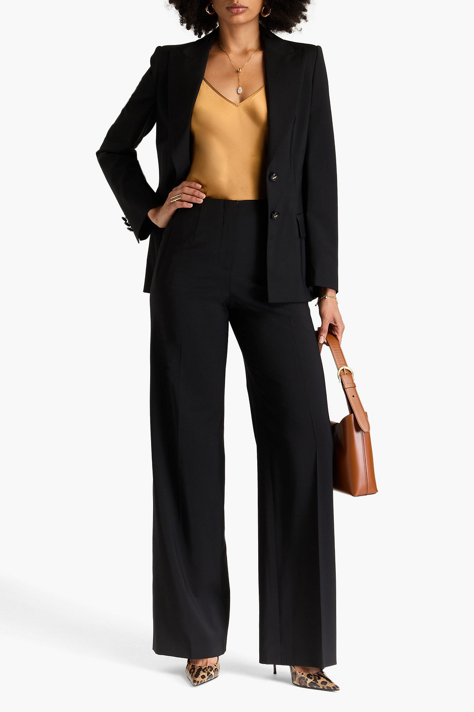 Alberta Ferretti Wool-blend Wide-leg Pants In Black