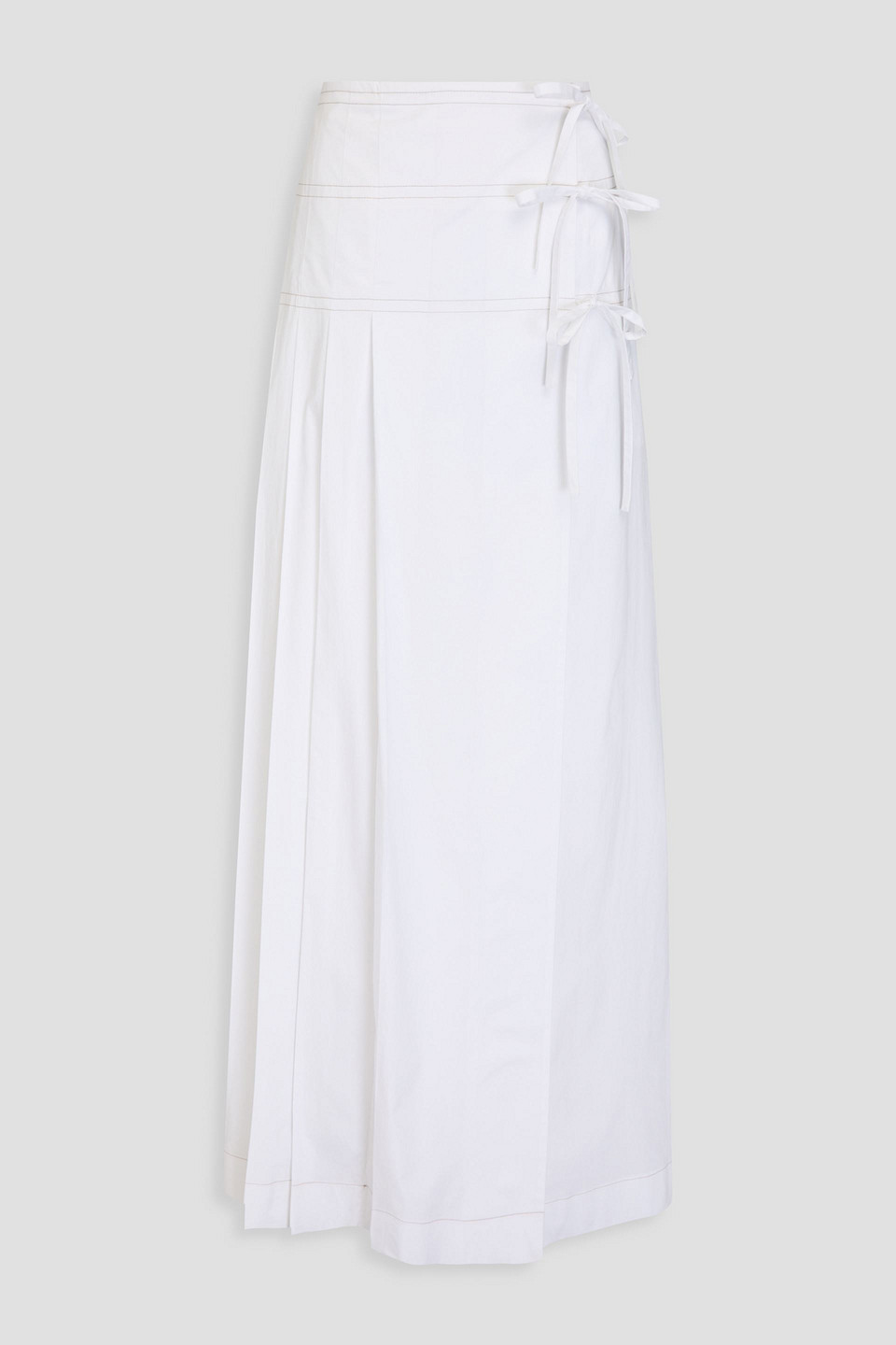 Alberta Ferretti - Pleated cotton-blend poplin maxi wrap skirt - White - IT 46