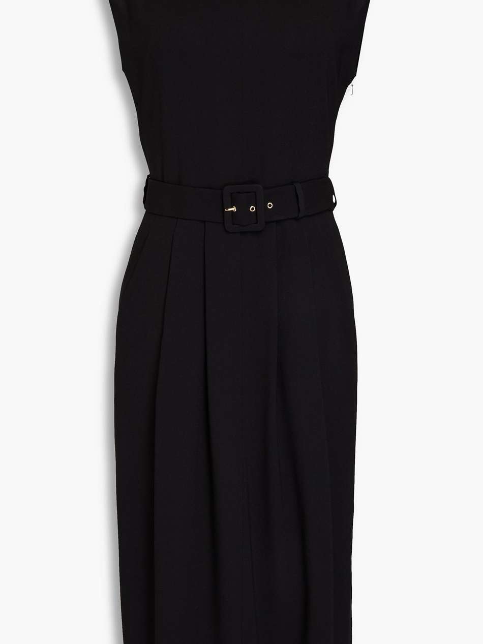 pleated crepe midi dress