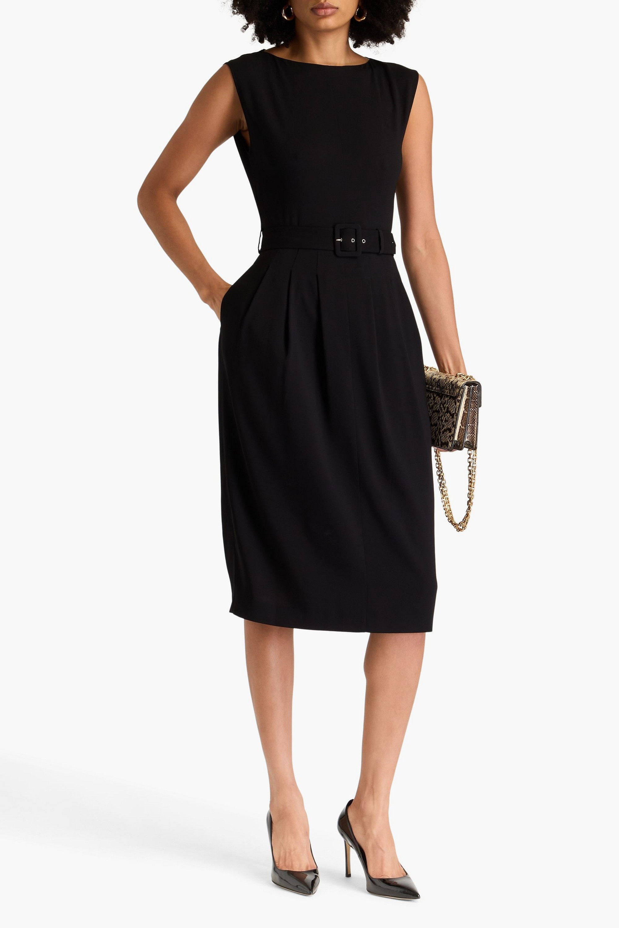 ALBERTA FERRETTI Pleated crepe midi dress