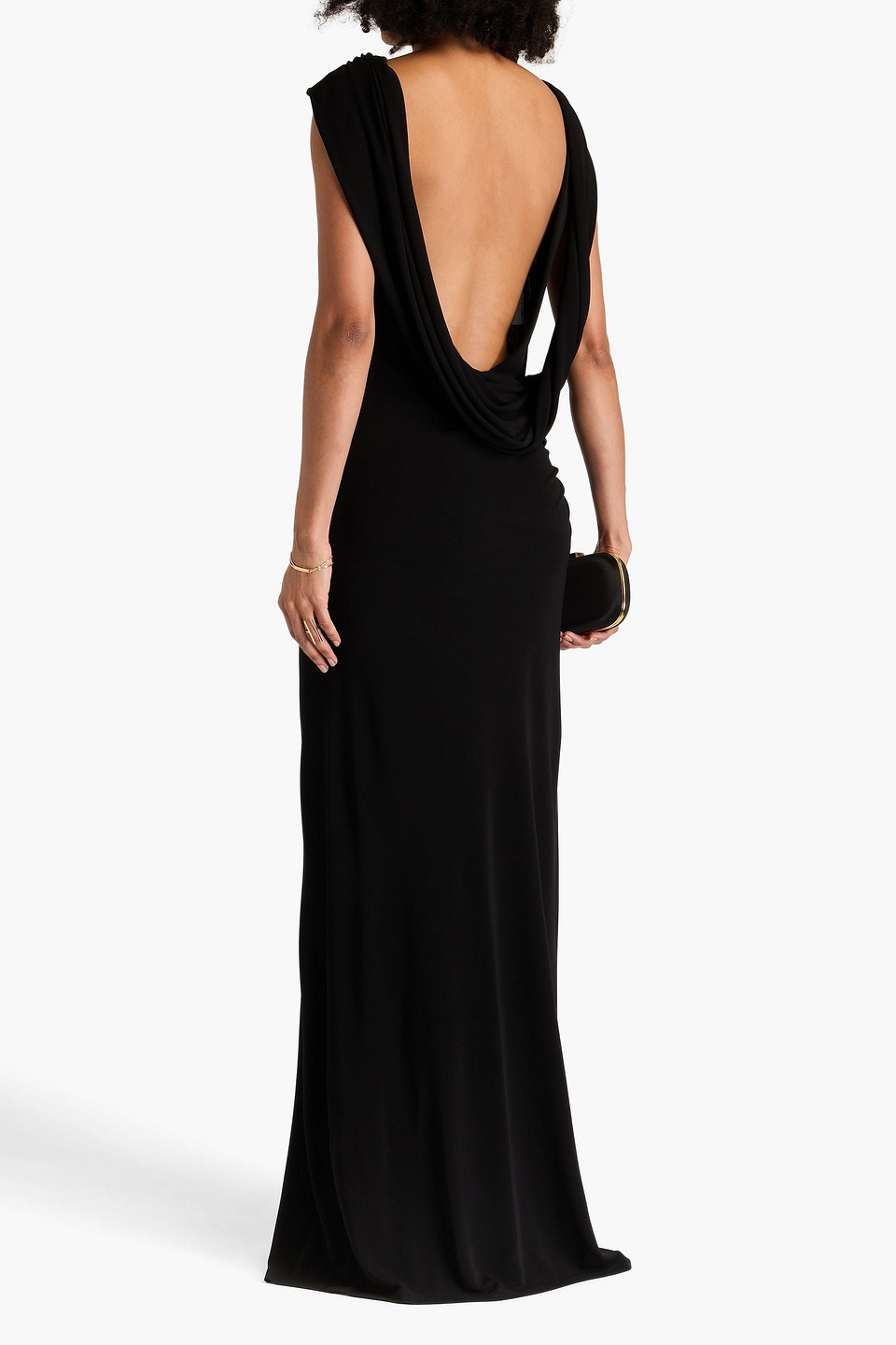 Alberta Ferretti Draped Jersey Gown In Black