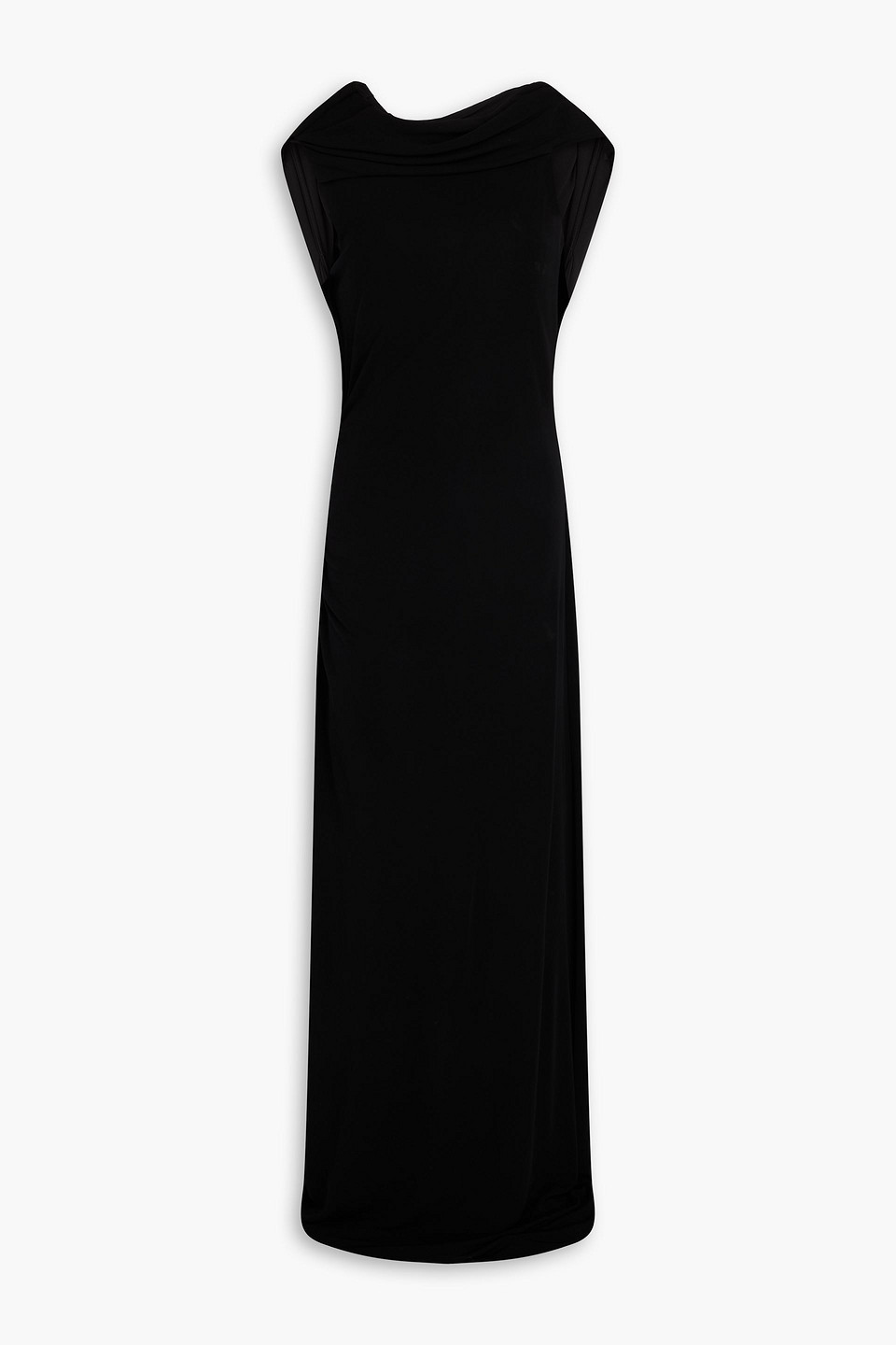 Alberta Ferretti Draped Jersey Gown In Black