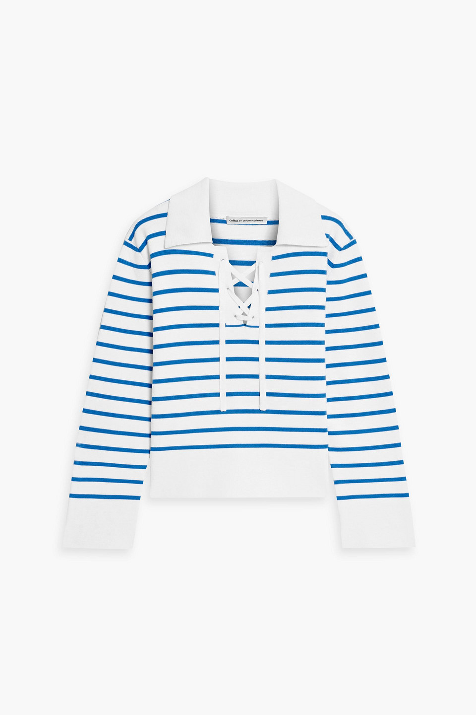 Lace-up striped cotton sweater