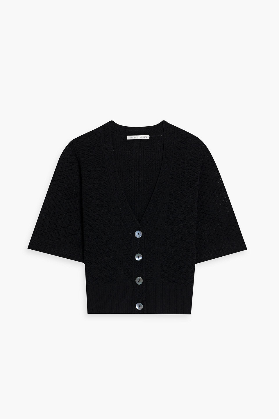 Autumn Cashmere Pointelle-knit Cardigan In Black