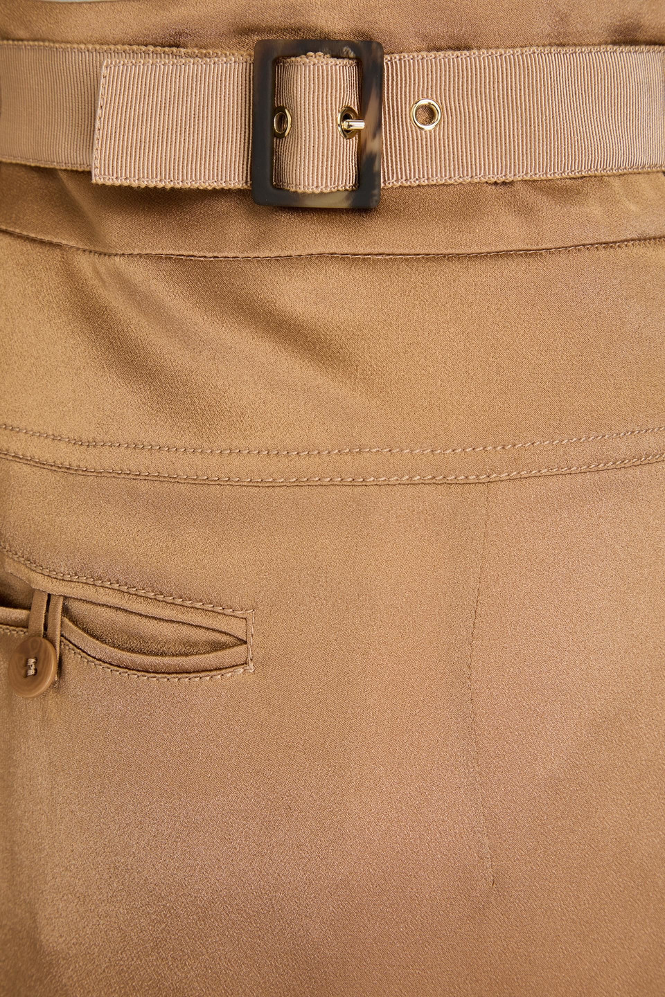 Alberta Ferretti Pleated Crepe-satin Wide-leg Pants In Camel