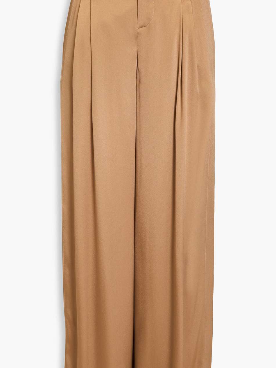 pleated satin-crepe wide-leg pants