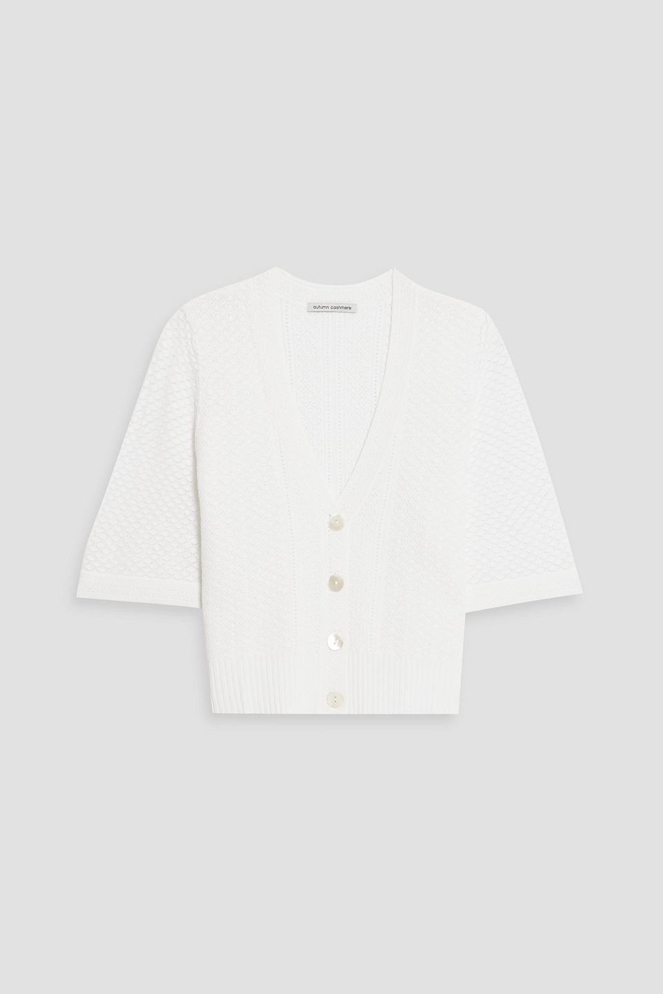 Autumn Cashmere Pointelle-knit Cardigan In White