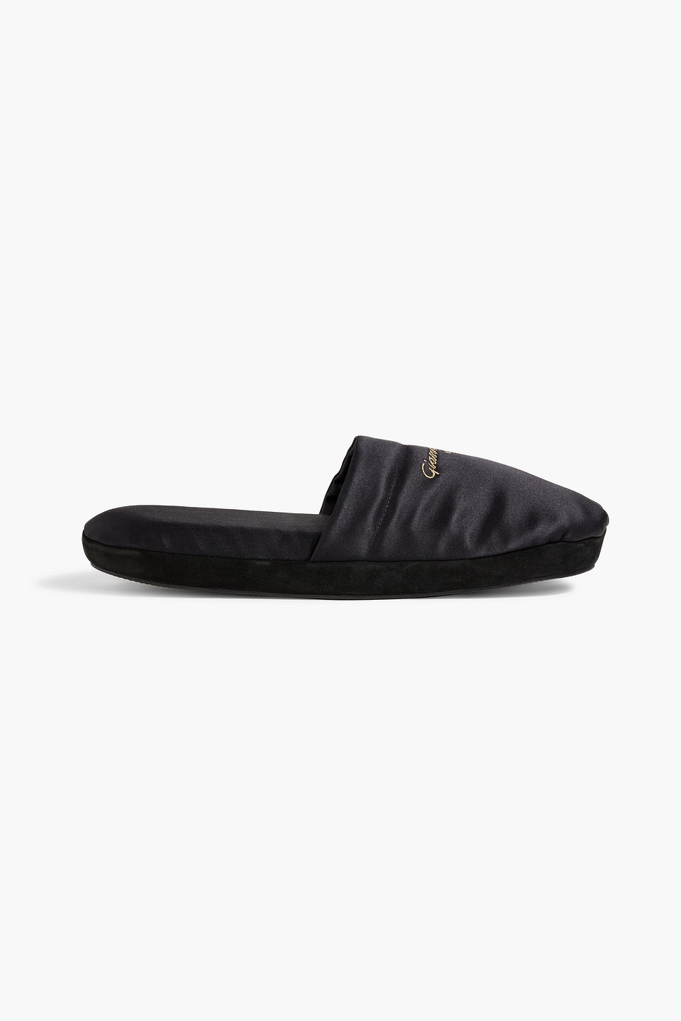 gianvito rossi - bellagio embroidered satin slippers - black - s