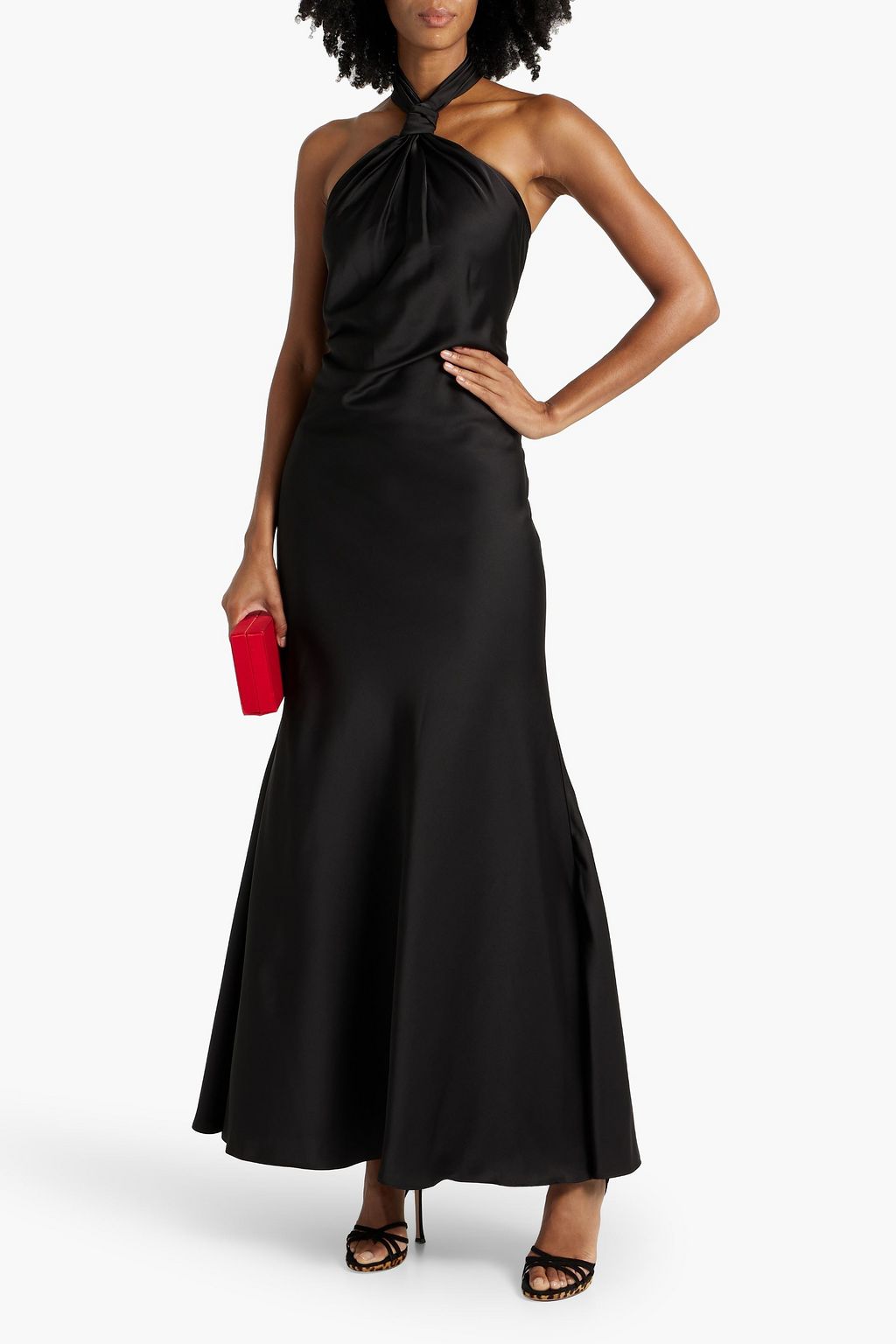 HALSTON Knotted satin gown