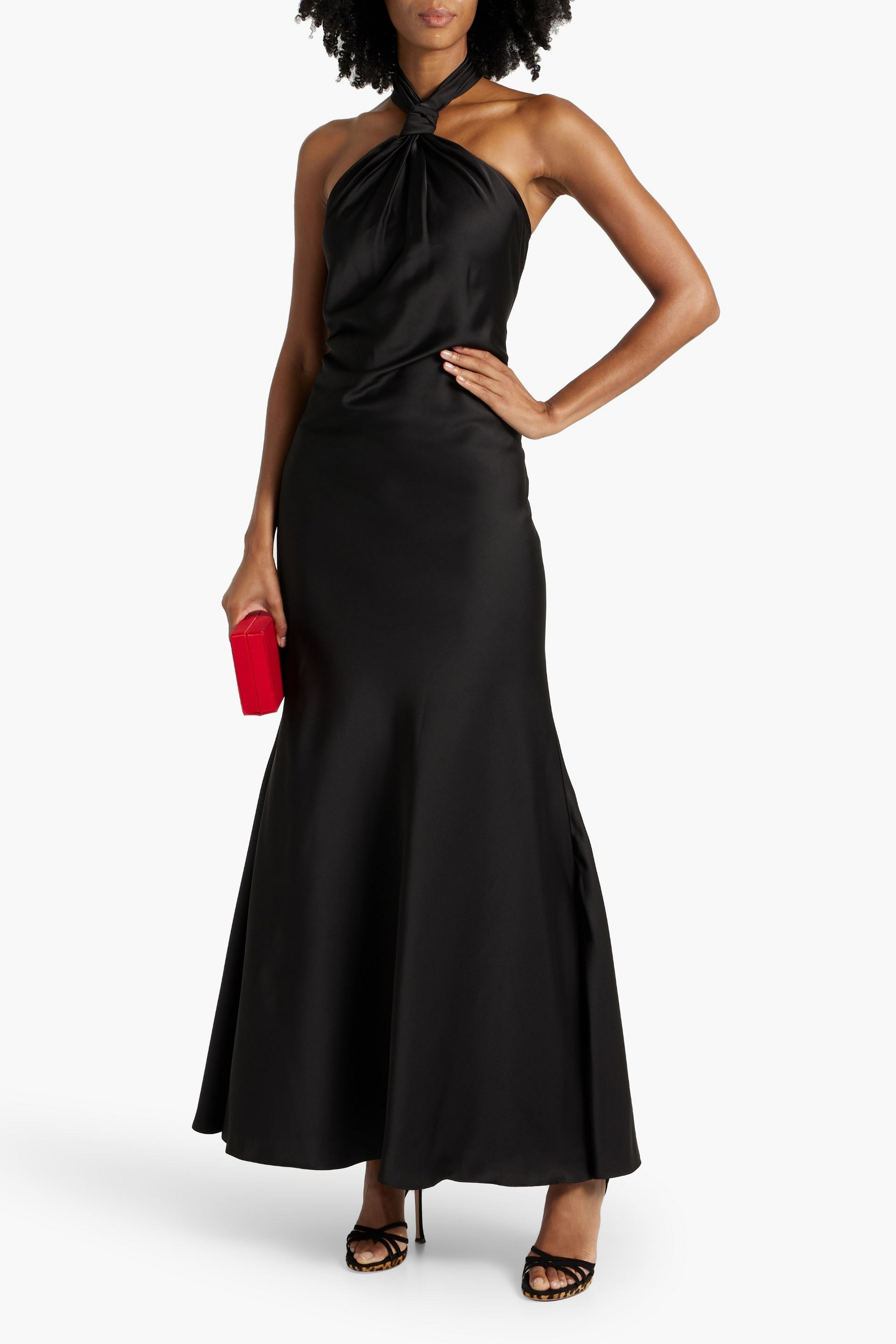 HALSTON Knotted satin gown