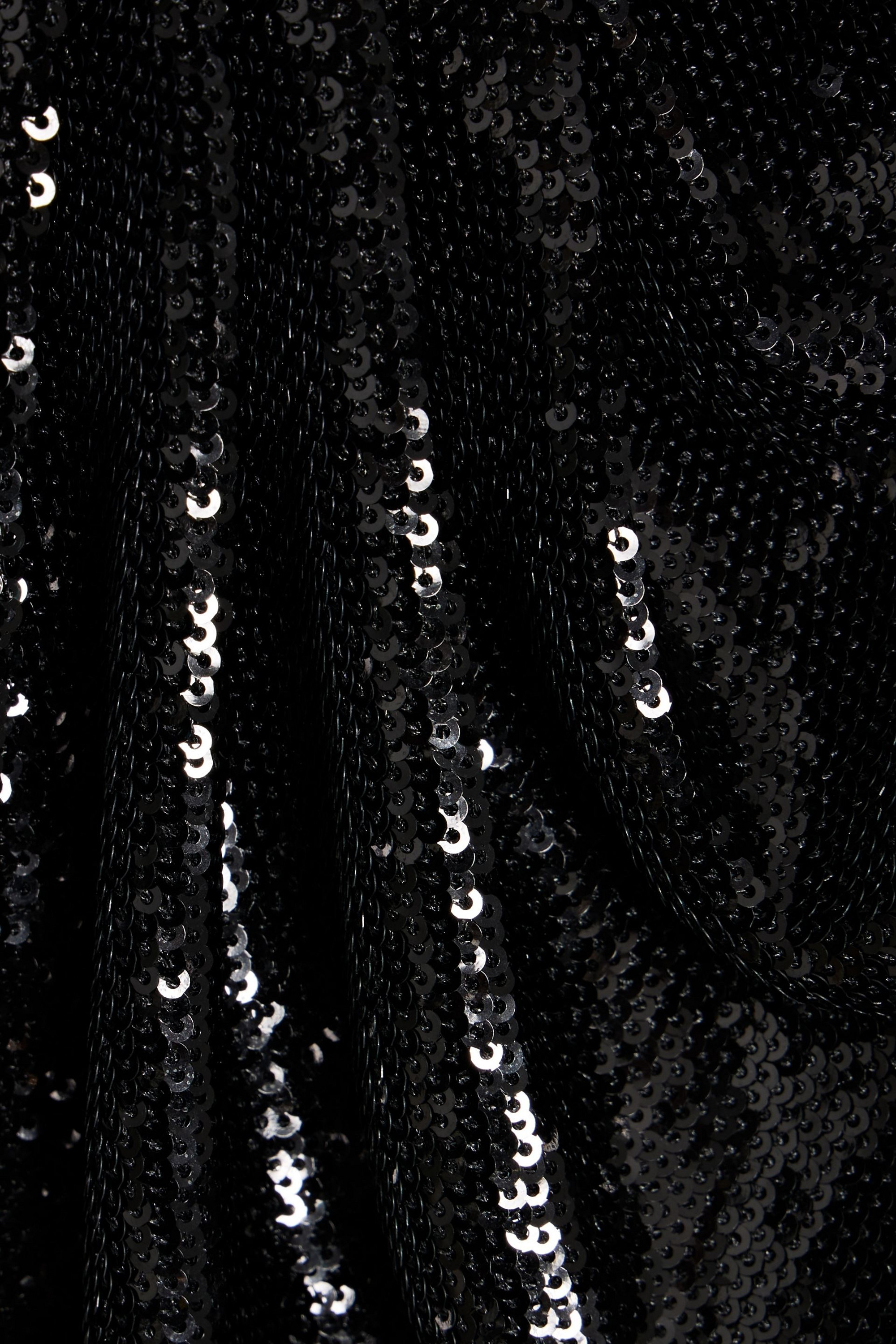 HALSTON Saga draped sequined mesh mini wrap dress thumbnail
