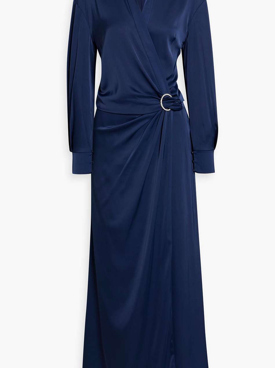 wrap-effect satin maxi dress