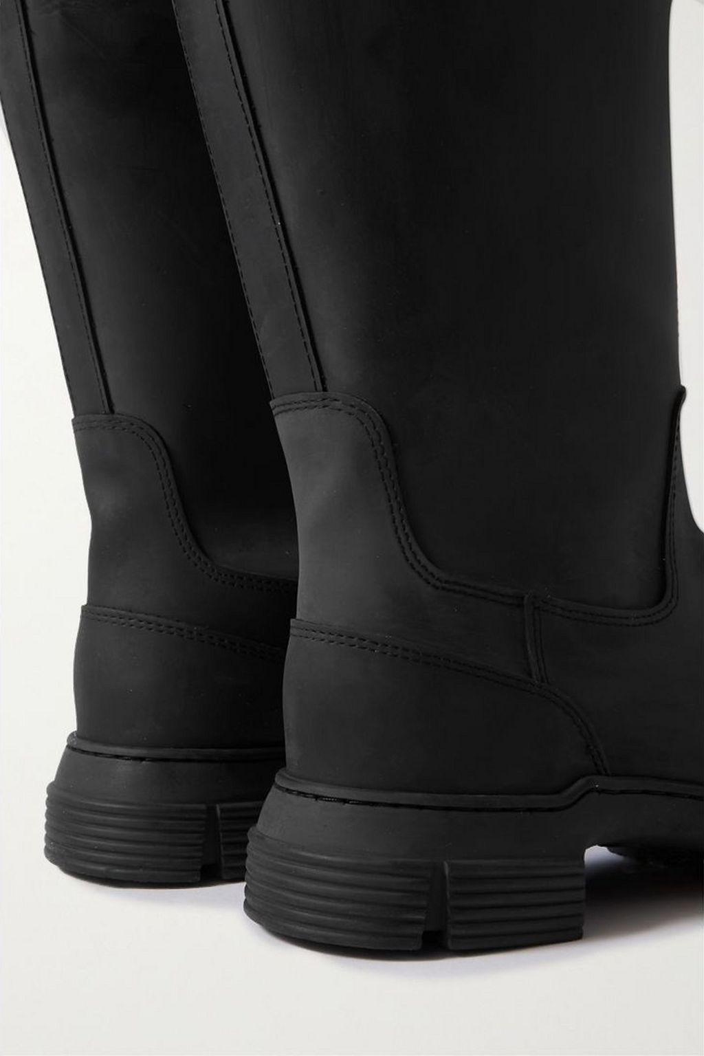 GANNI Grosgrain-trimmed -rubber knee boots