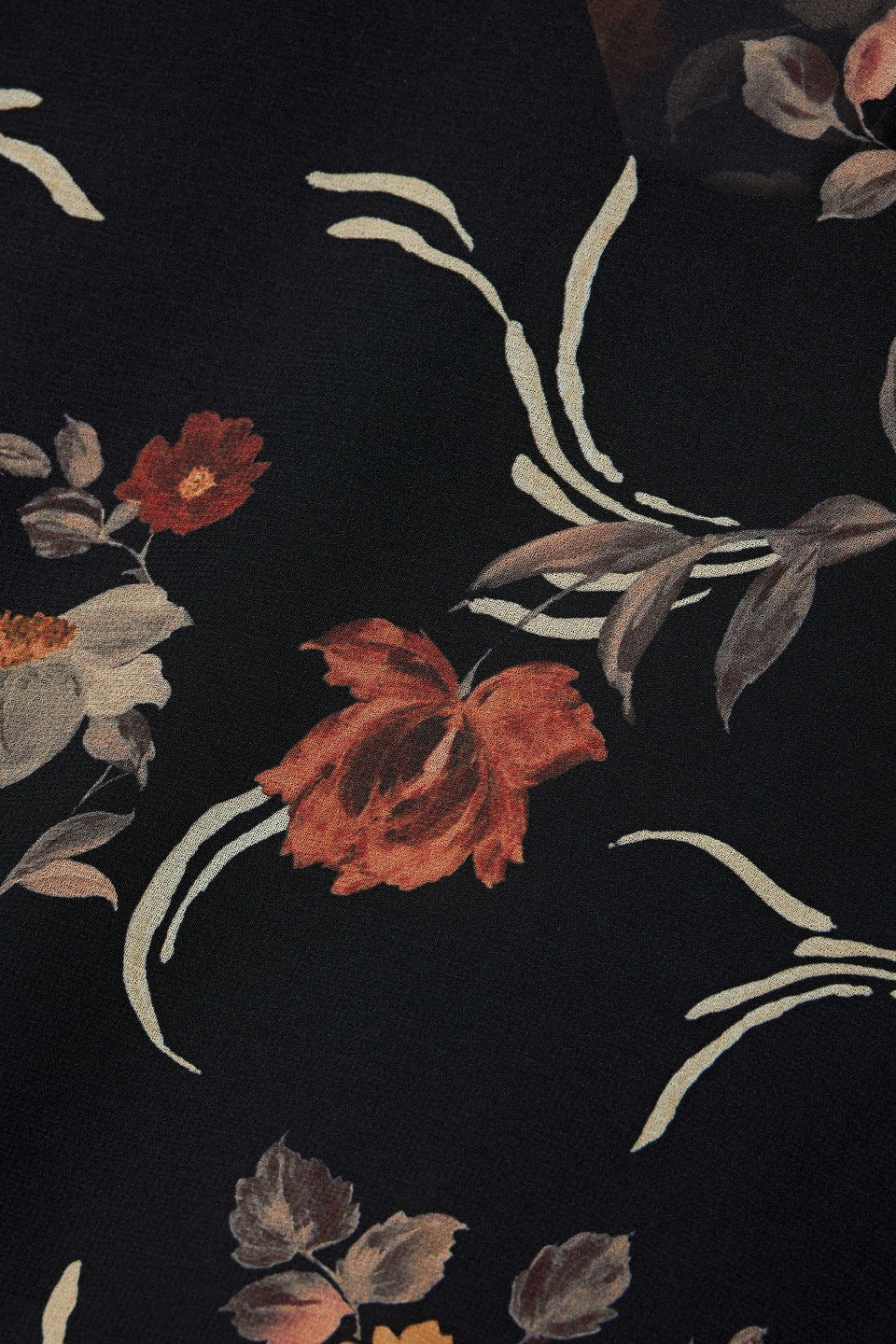 Mikael Aghal Floral-print Chiffon Blouse In Black