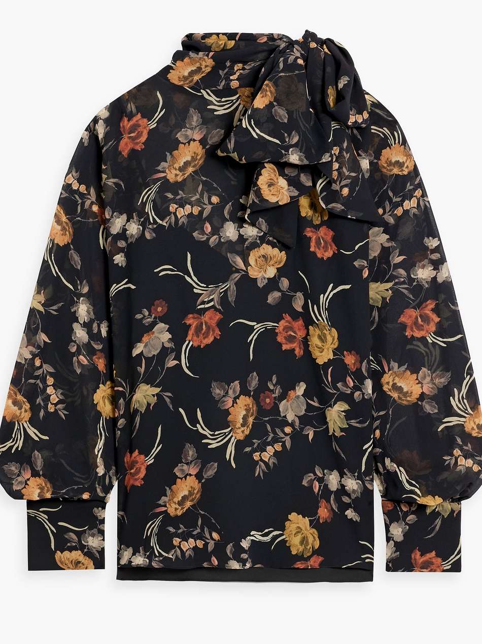 floral-print chiffon blouse