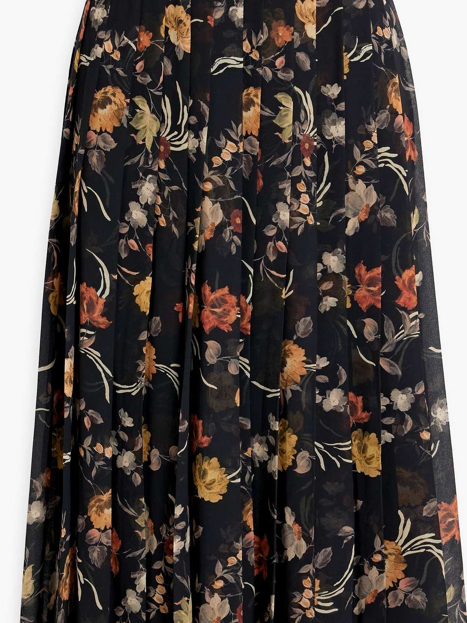 floral-print chiffon midi skirt